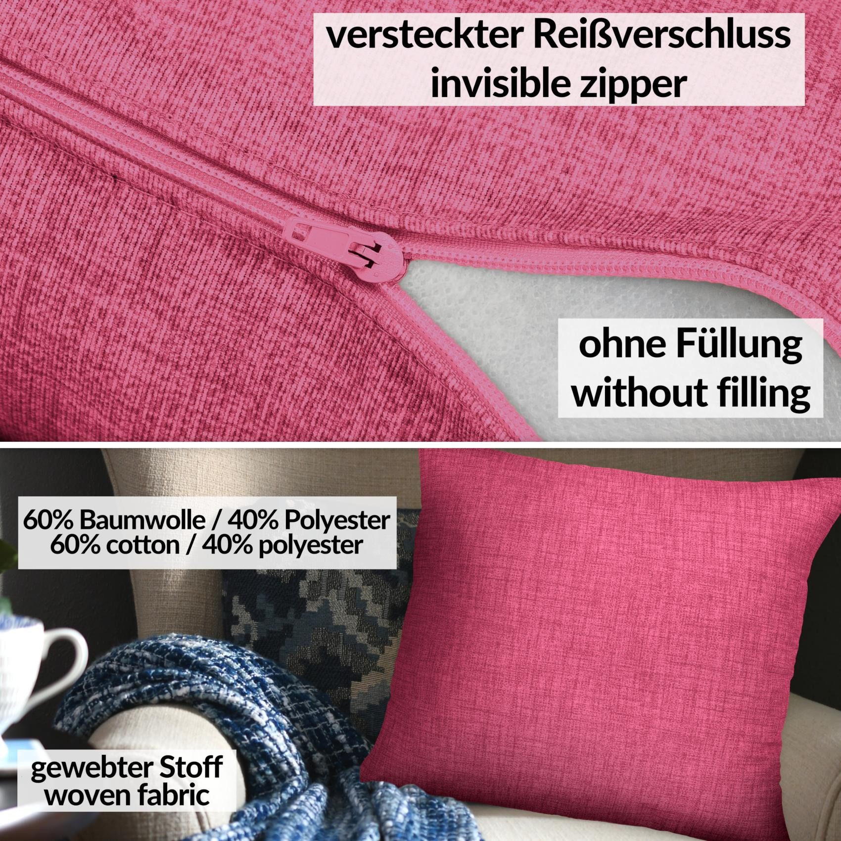 ANRO Dekokissen MrJack Kissenbezug Leinenoptik Deko Kissen Uni, Sofakissen 40x40cm ohne Füllung Fuchsia