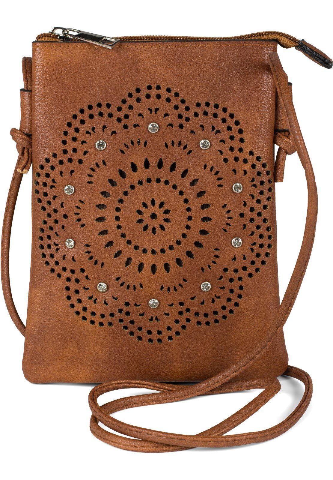 Mini Bag Mini Umhängetasche Blumen Cutout und Strass