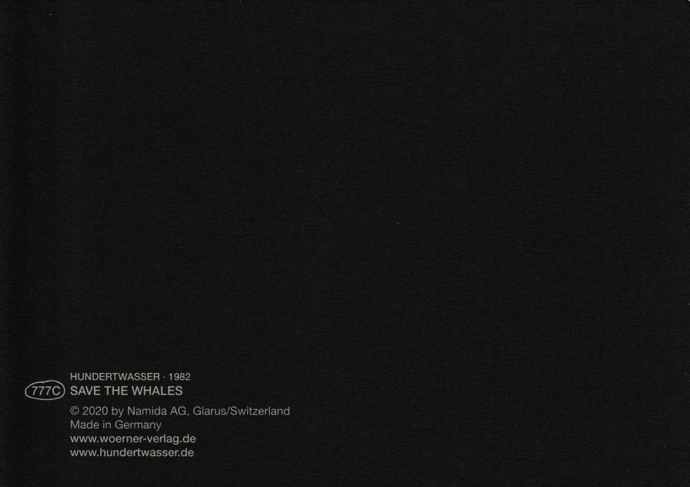 Postkarte Kunstkarte Hundertwasser "SAVE THE WHALES"