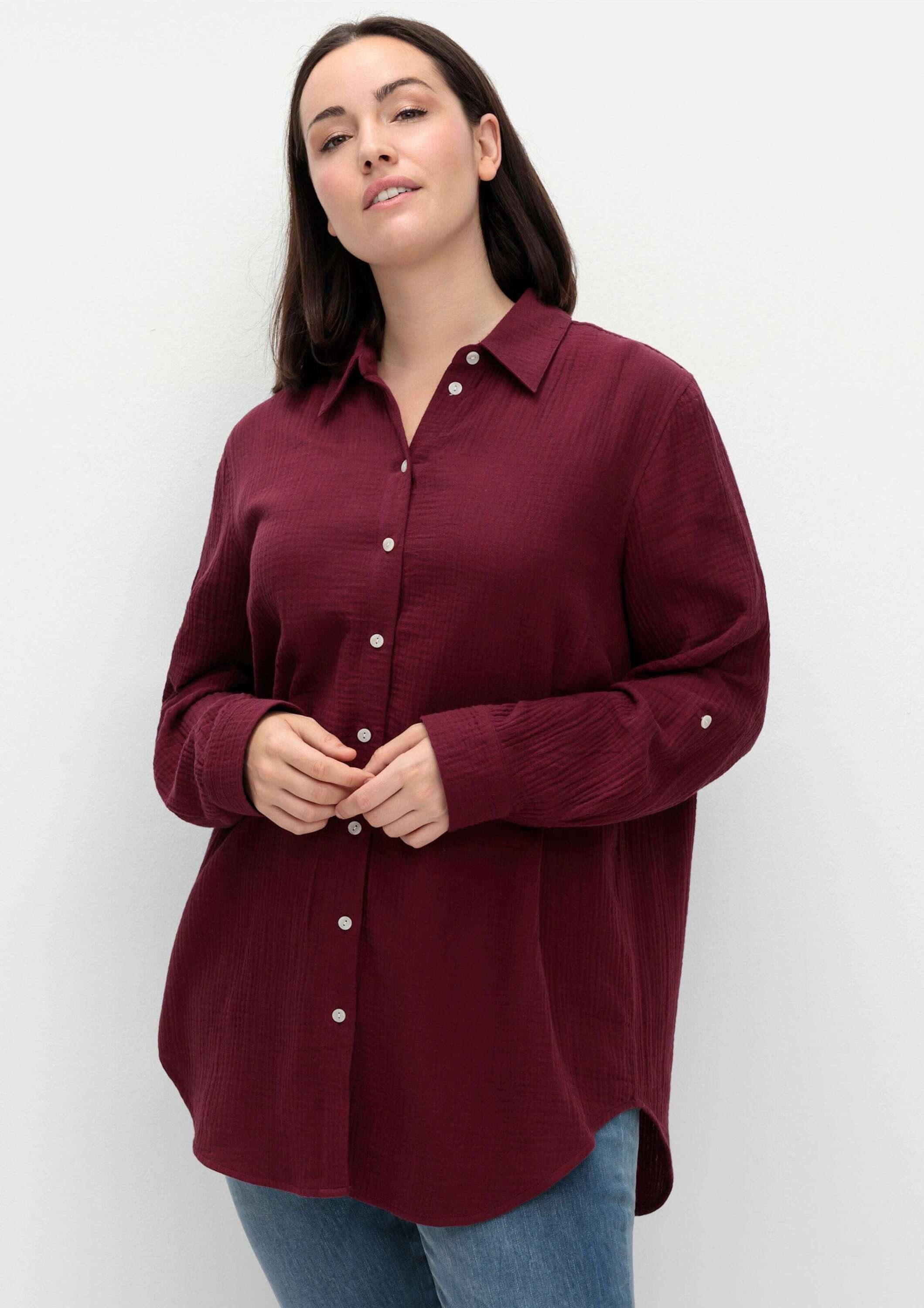 Sheego Klassische Bluse Hemdbluse Langarm