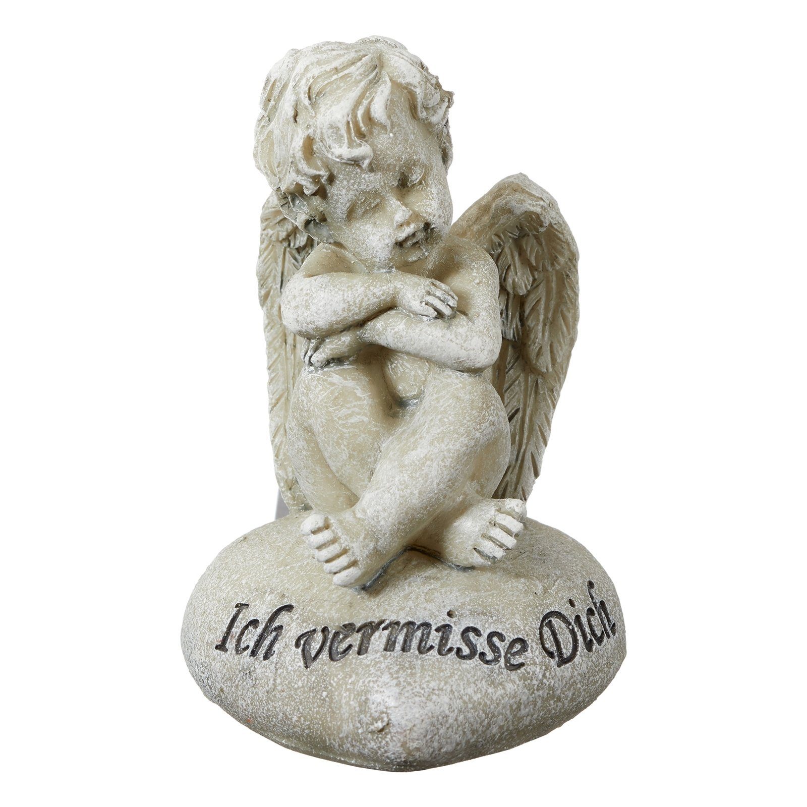 Grabengel, Gartenfigur grau I "Ich Dich", Engelfigur HTI-Living miss Grabschmuck you vermisse