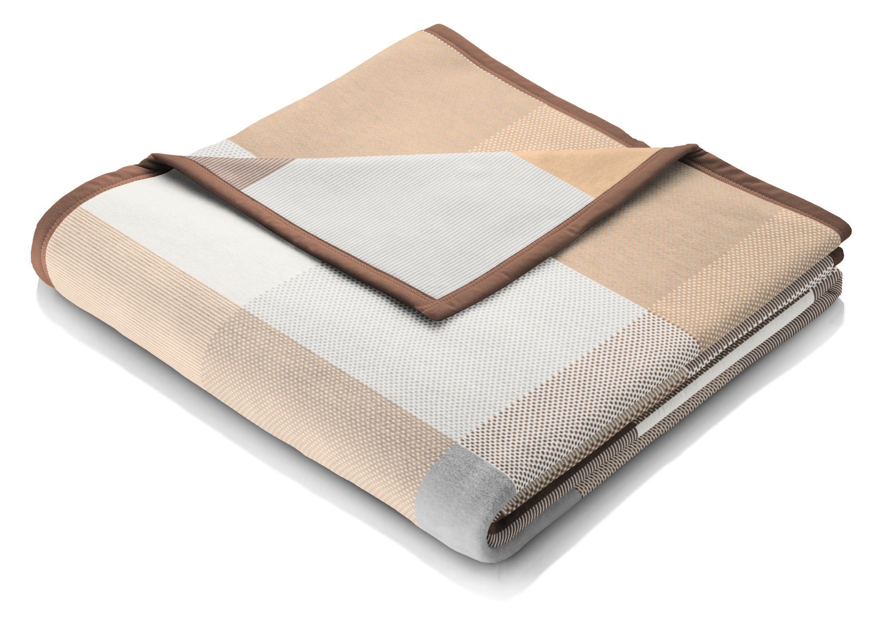 - Wohndecke Made beige, Biederlack, Cotton produziert Karo in Germany,nachhaltig Pure