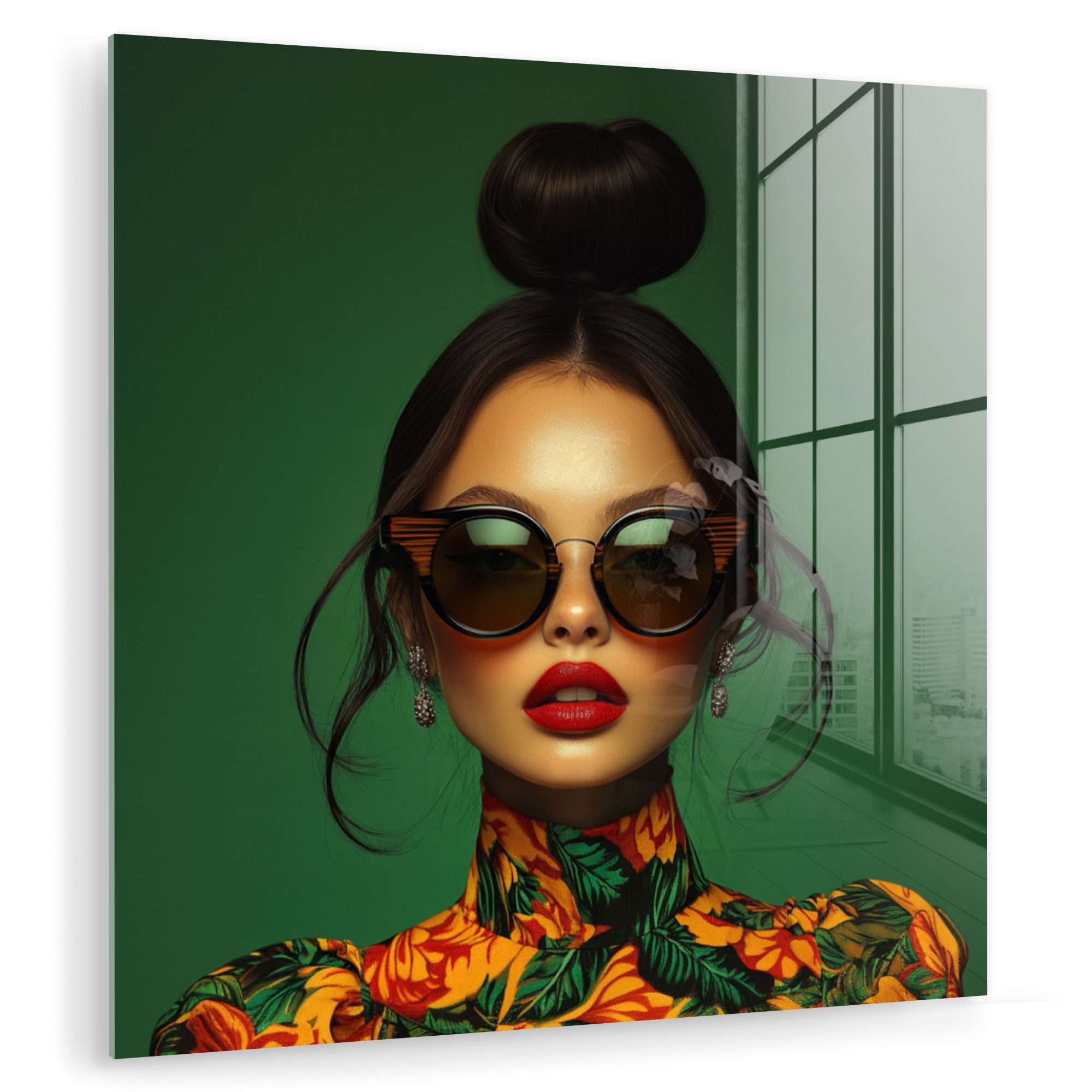 MuchoWow Acrylglasbild Frau - Grün - günstig online kaufen