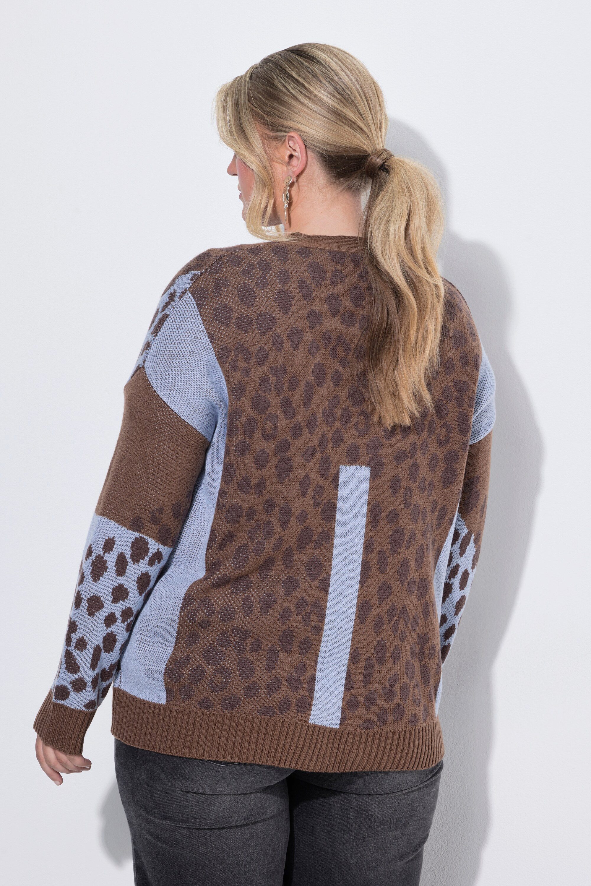 MIAMODA Cardigan Strickjacke Loose Fit Leo-Mustermix Langarm