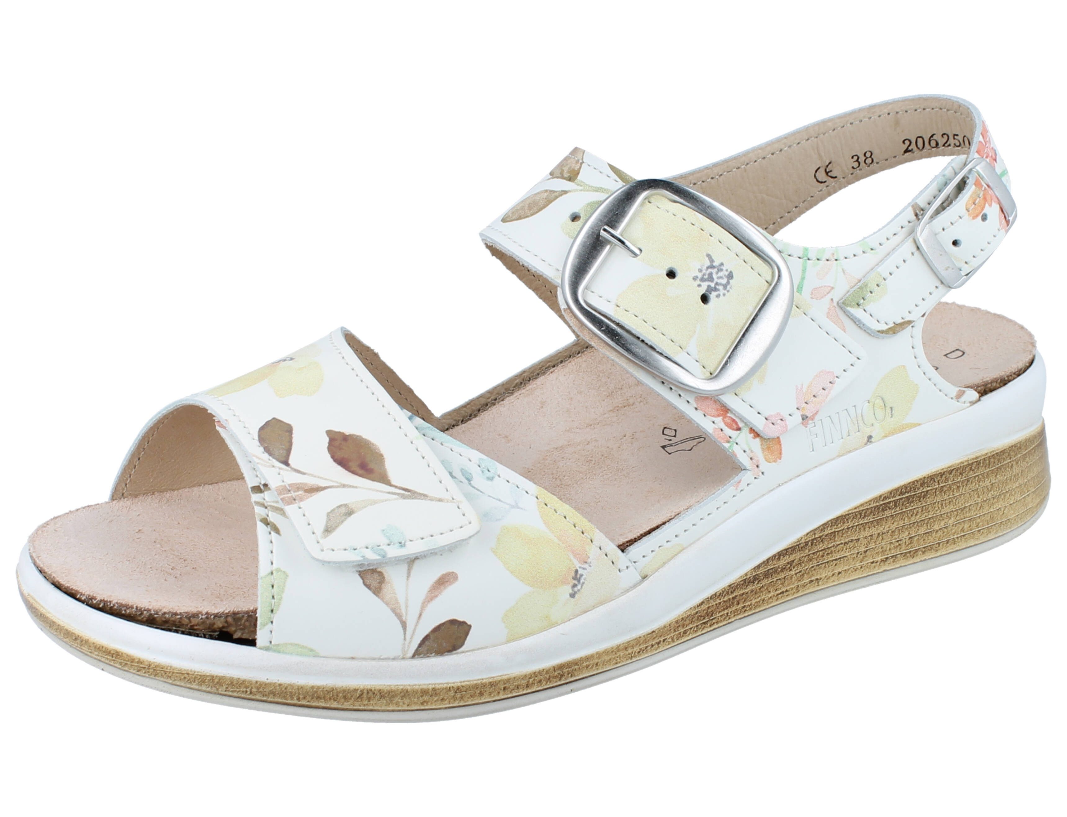 FINN COMFORT FINNCO Surinam Damen Sandale weiß bedrucktes Glattleder Sandale