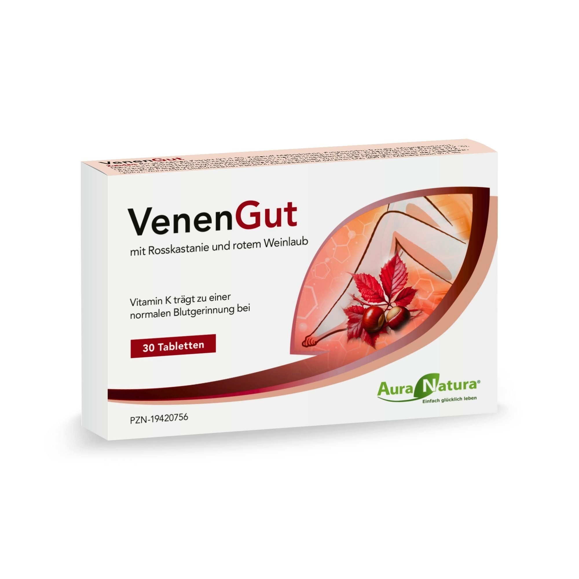 Aura Natura AuraNatura® VenenGut, Venen-Kapseln mit Rosskastanien & Weinlaub Kapseln, 1 er Packung à 30 St., Rosskastanien Kapseln