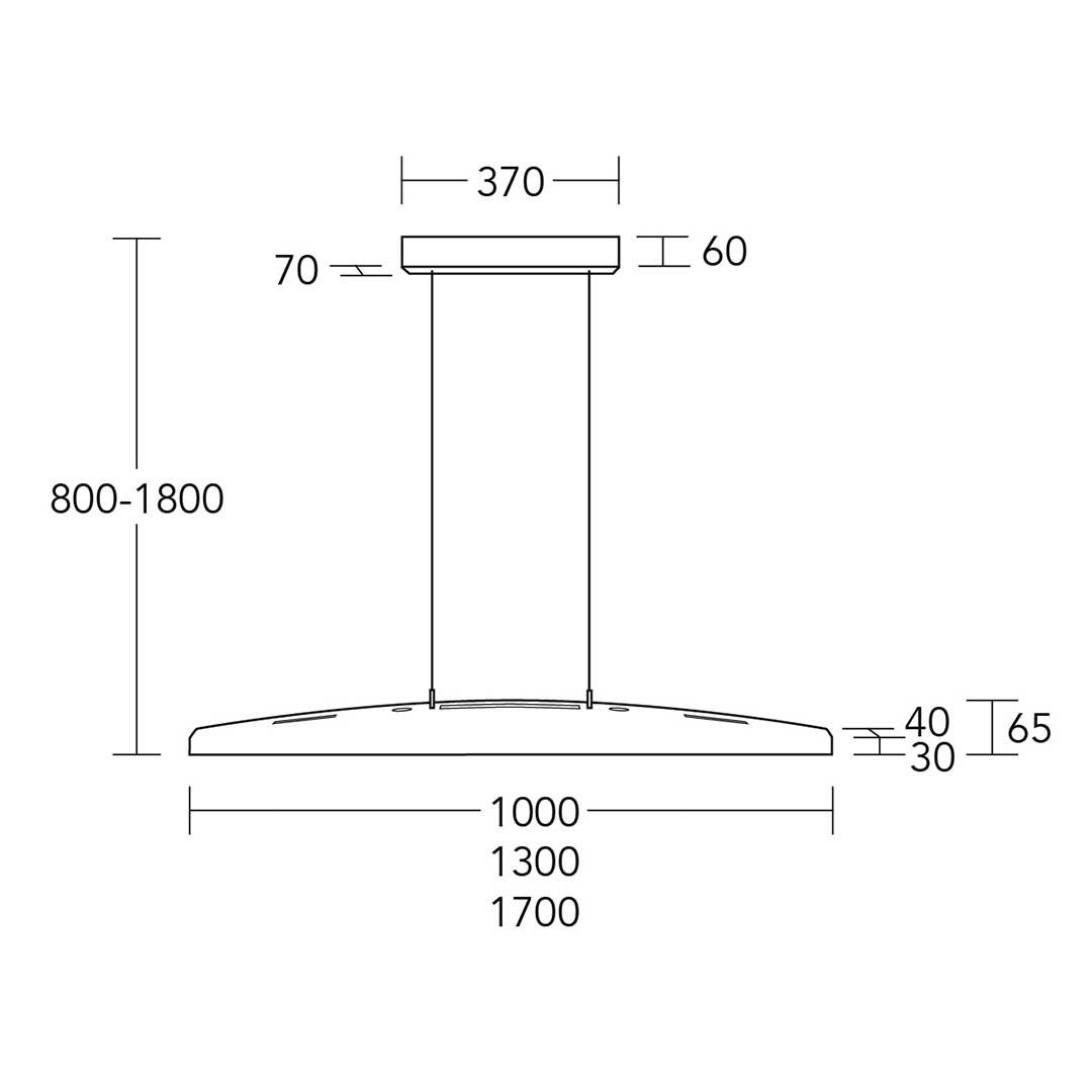HerzBlut LED-Hängeleuchte Arco LED Ober- und Unterlicht mit Rollizug, Alu LED-Leiste Acryl satiniert, wechselbar