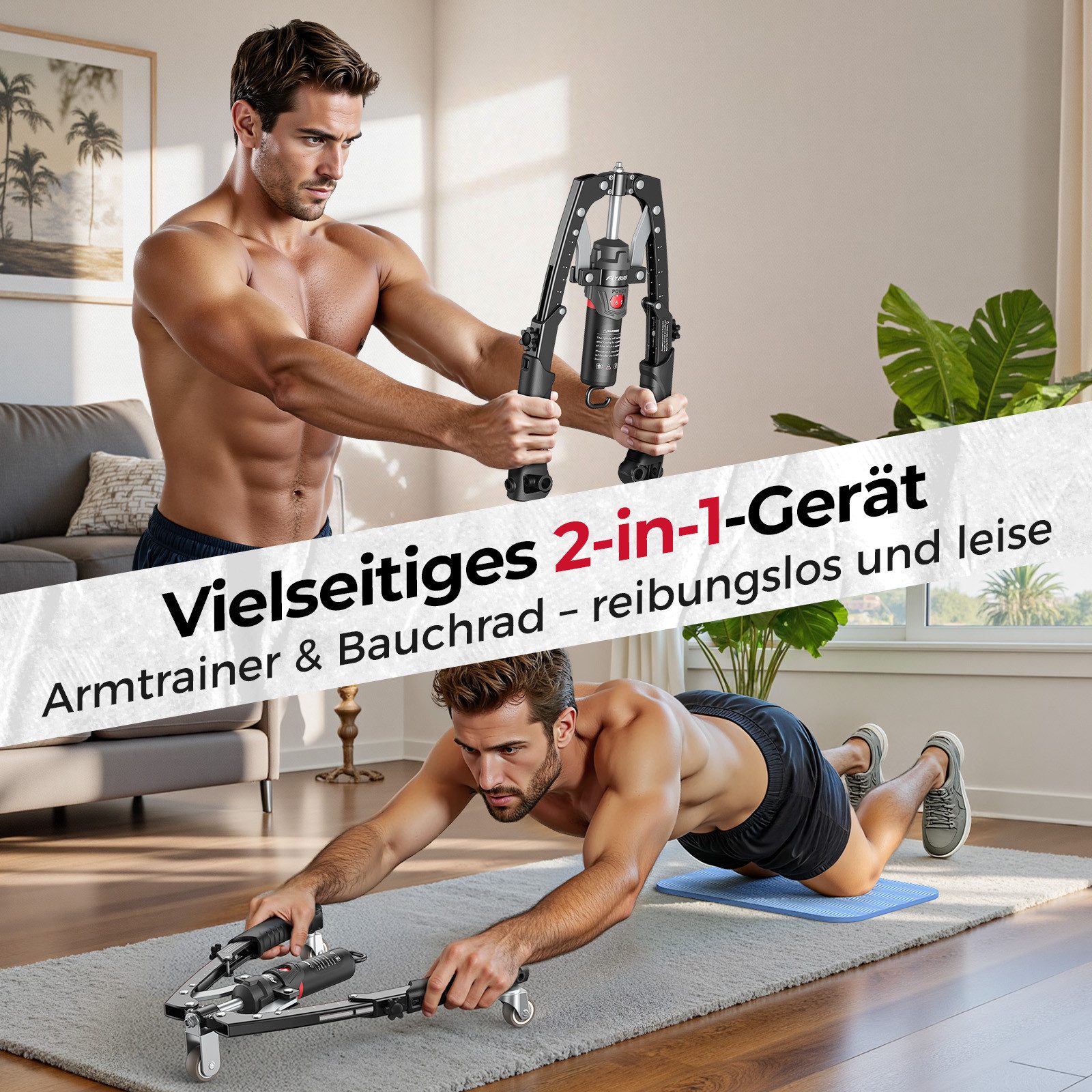 FLYBIRD Multitrainer 3-in-1 Gerät Arm-Twister Trainingsgerät, Widerstand 10–200 KG, (1-St), Brust & Core Training, Verstellbarer, Rucksack & Knieschoner