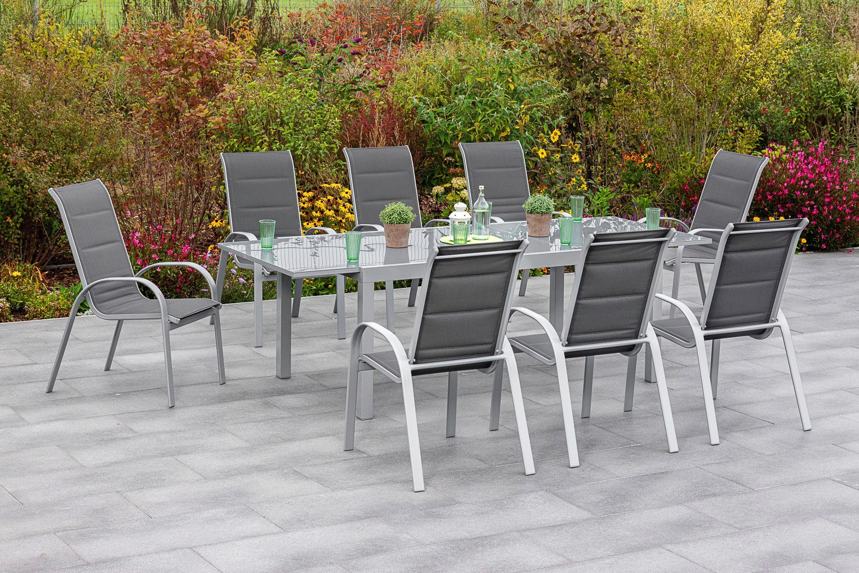 MERXX Garten-Essgruppe Amalfi di lusso, (7-tlg), 6 Sessel mit Tisch