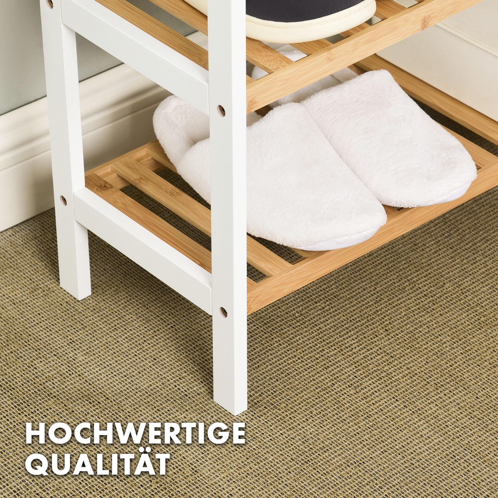 Floordirekt Schuhregal aus Bambus Michigan, Stilvoll und platzsparend, Drei Etagen
