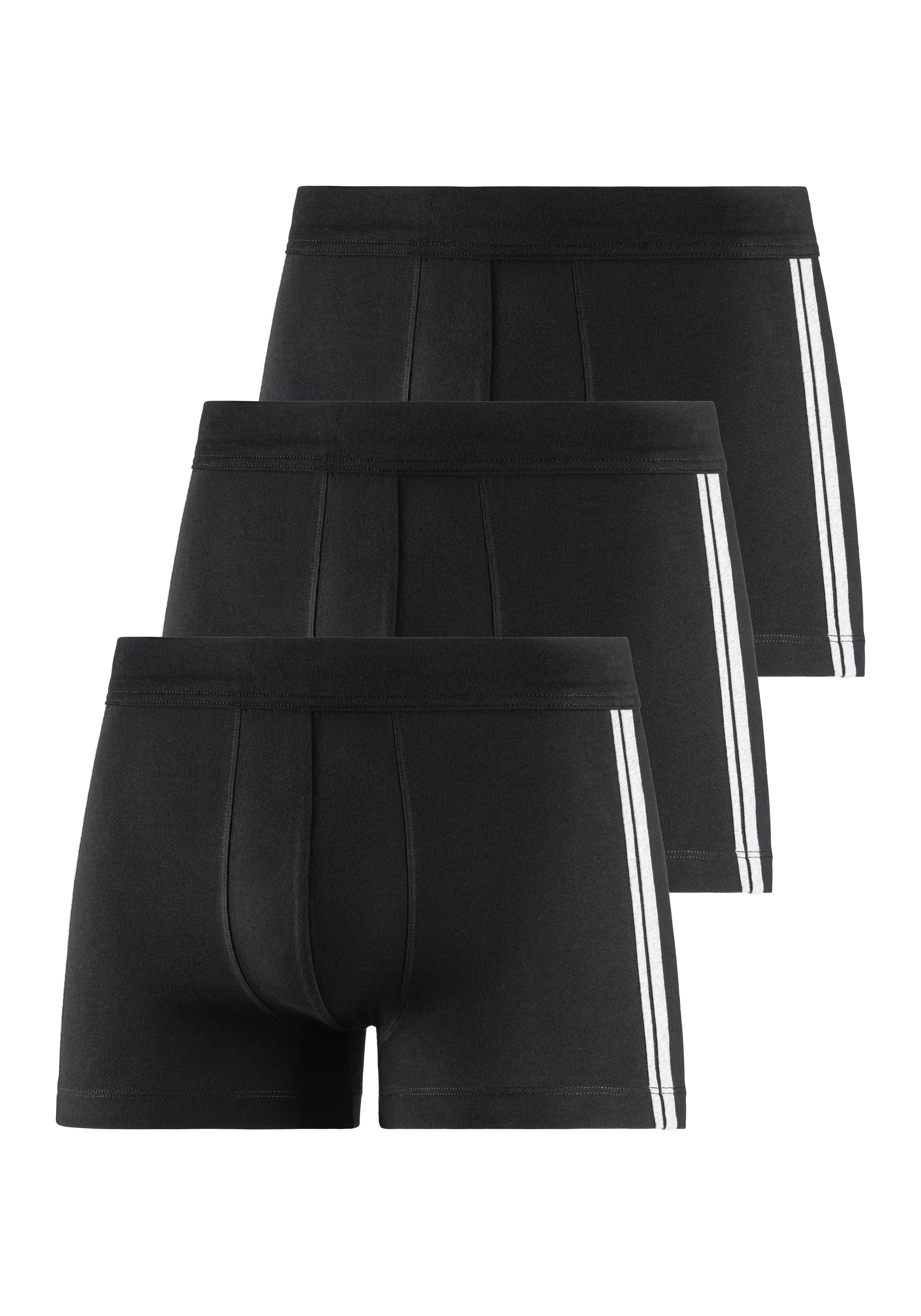 schwarz, schwarz Schiesser Streifen mit (3er-Pack) kontrastreichen Boxer schwarz,