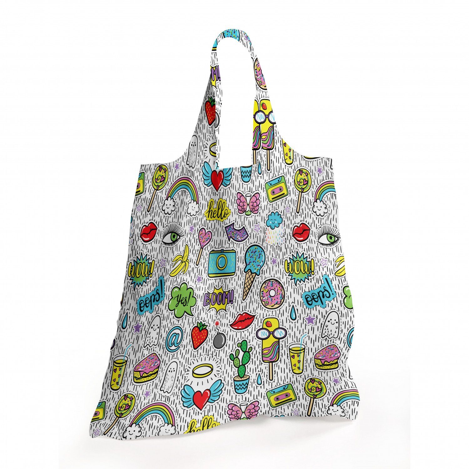Damen Alle Damentaschen Abakuhaus Tragetasche Praktische Einkaufstaschen Umweltfreundliche Wiederverwendbare, emoji Pop-Art-Kari