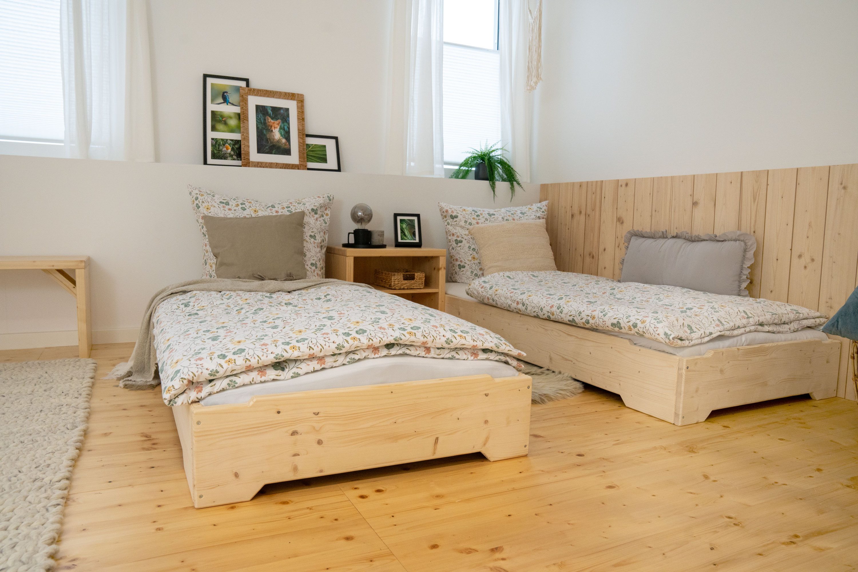 WOMONY Stapelbett / Stapelliege, Gästebett, 90 x 200 cm, Fichte Massivholz