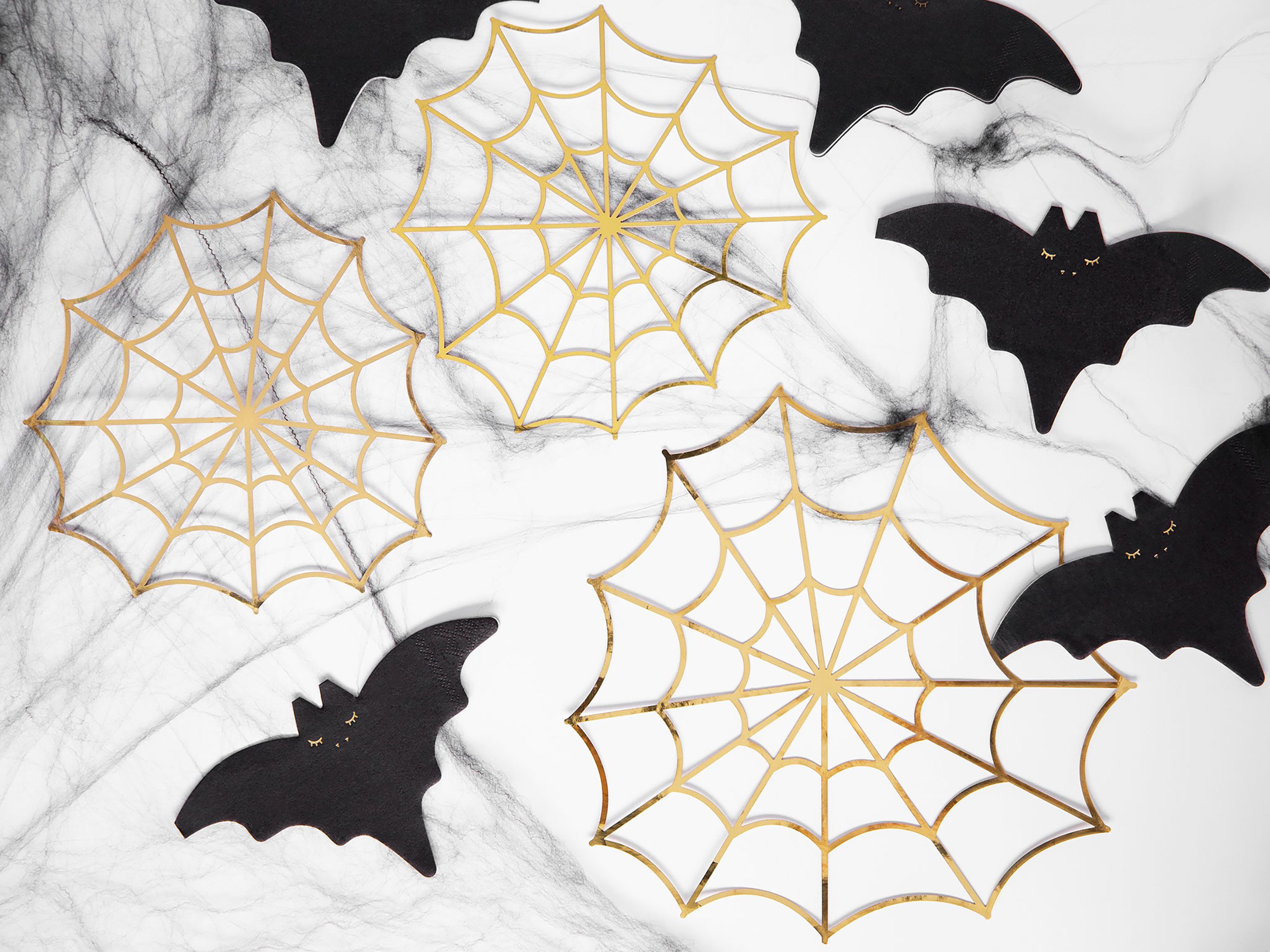 partydeco Papierserviette, Servietten Fledermaus 16x9cm 20 Stück Schwarz / Gold