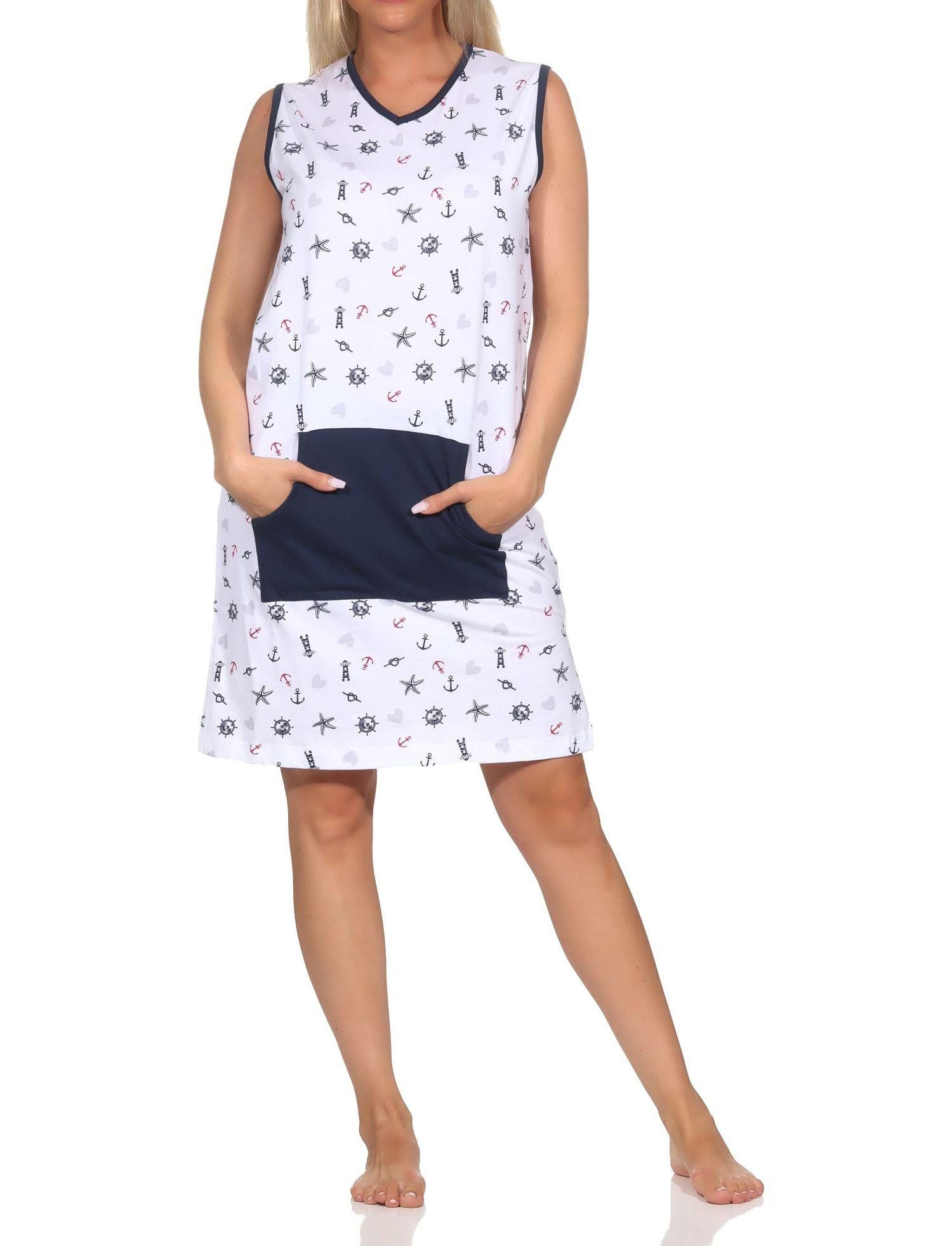 Normann Nachthemd Normann Damen Nachthemd Strandkleid in maritimer Optik