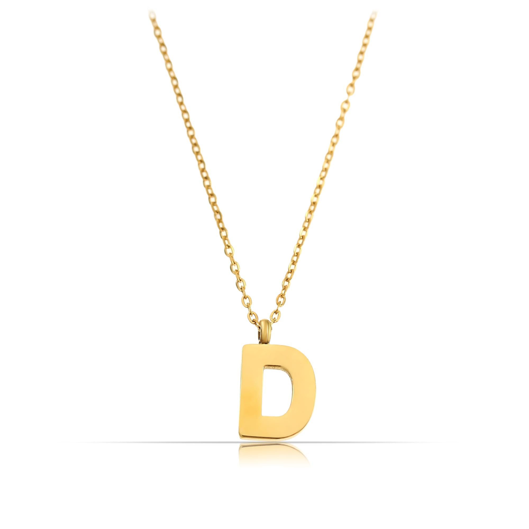 Made by Nami Kette mit Anhänger Edelstahlkette mit Buchstaben Anhänger Gold Schmuck Damen, Geschenk Freundin 40 + 5 cm Länge Wasserfest
