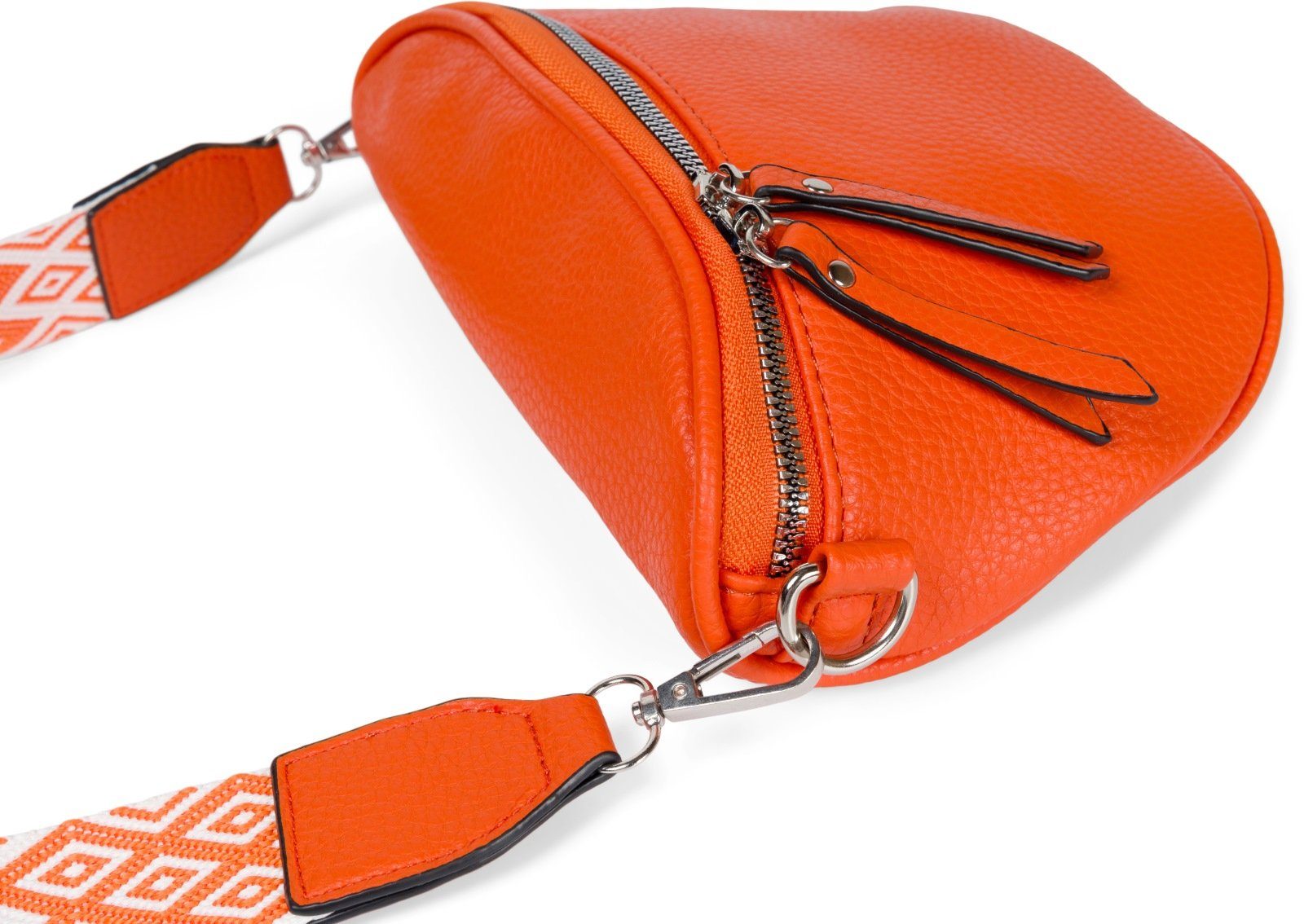 (1-tlg), Raute Crossbody Bag Umhängetasche styleBREAKER Zick-Zack Orange Halbmond