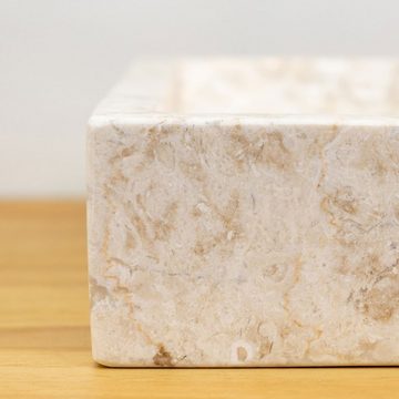 wohnfreuden Aufsatzwaschbecken Marmor Waschbecken PERAHU 30 cm creme eckig (Kein Set), 7_920