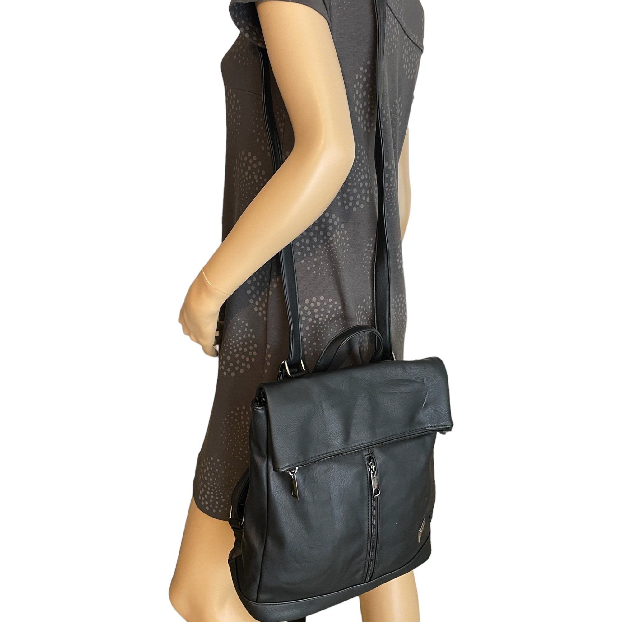 Taschen4life Rucksack 2in1 Rucksack & Umhängetasche in Einem D5623, Damen Rucksacktasche, Fächer, schnell umbaubar, Multifunktionsrucksack