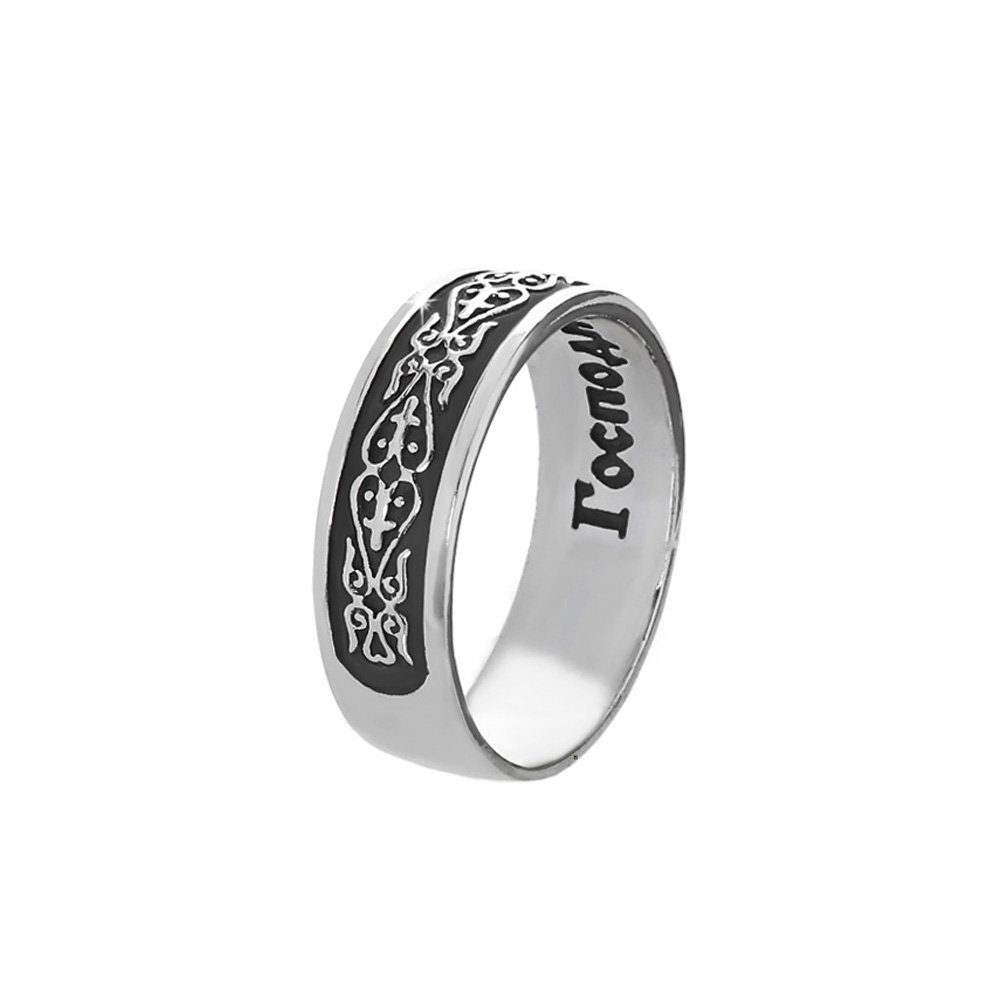 Silberring mit Orthodoxe Ring Fingerring Silber Motiv Größ, 925er Sterling NKlaus Oxidiert