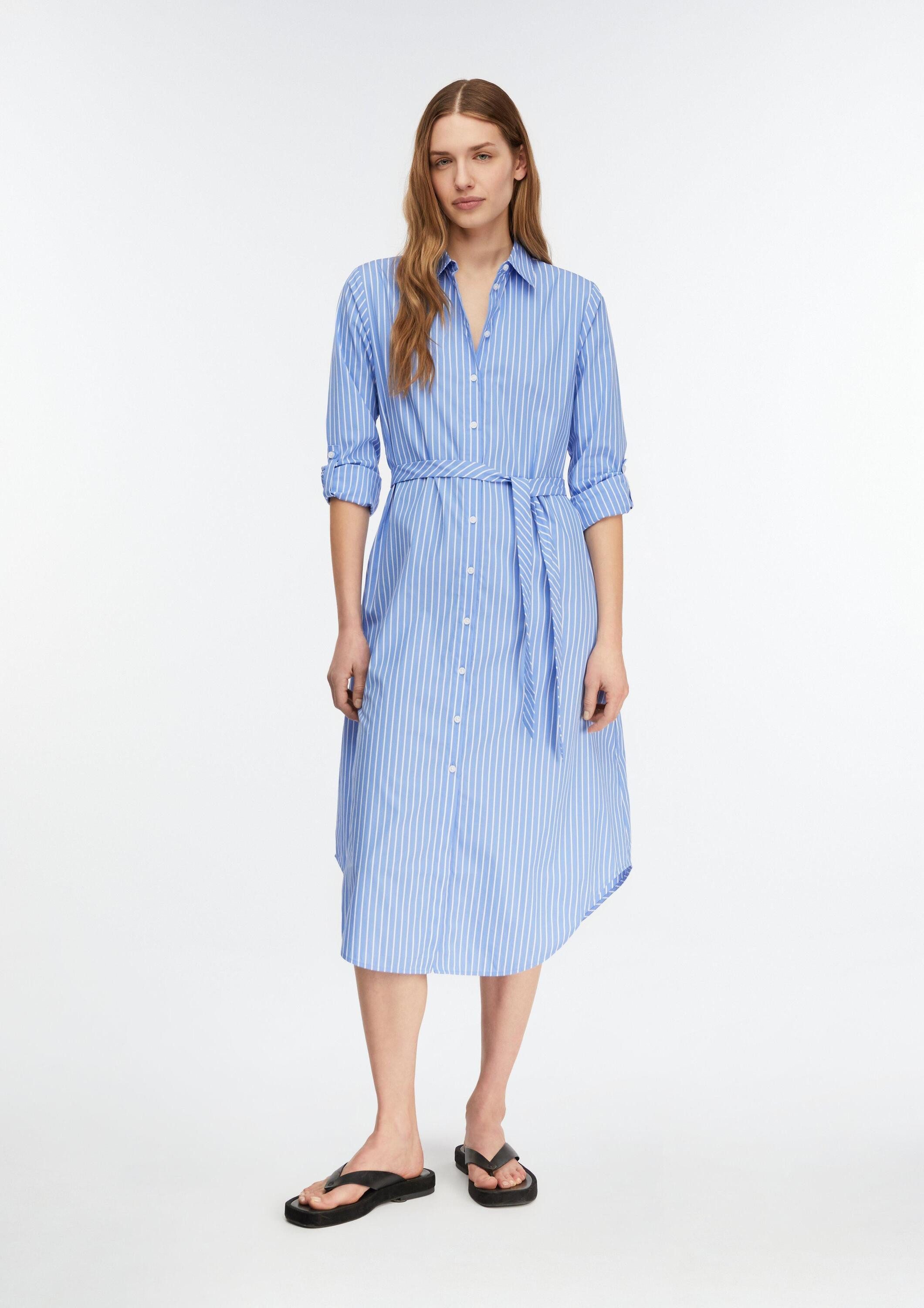 comma Midikleid Kleid Gestreiftes Hemdblusenkleid aus Popeline günstig online kaufen