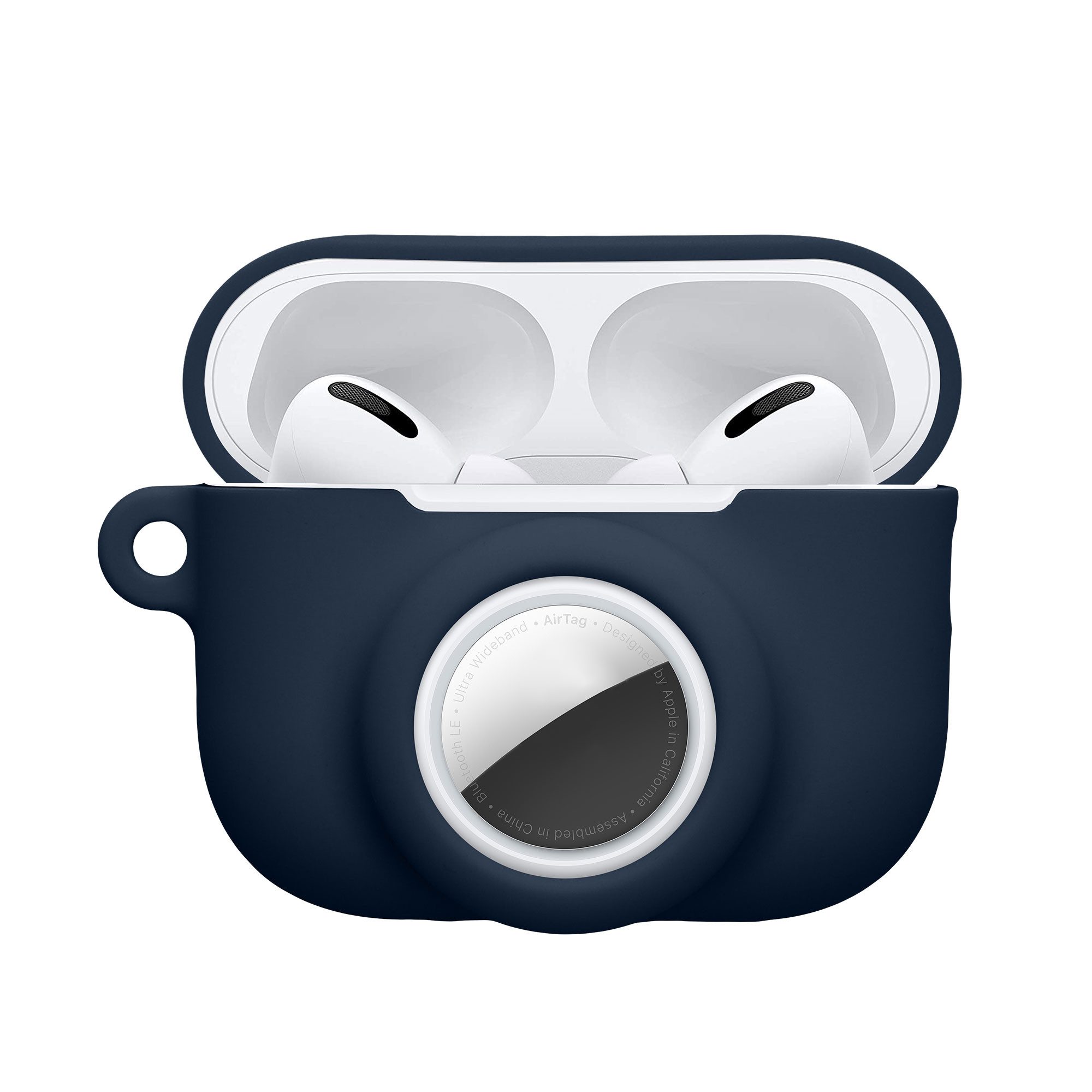 kwmobile Kopfhörer-Schutzhülle 2-in1 Hülle für Apple Airpods Pro 3 und AirTag, Weiches Silikon Cover - Schutzhülle mit Karabiner - Kopfhörer Case