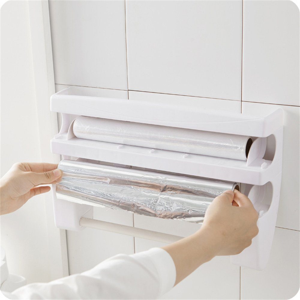 Khaki Papierhandtuchhalter und Multifunktionaler TUABUR Schneide- mit Abdeckplatte Plastikfolienschneider