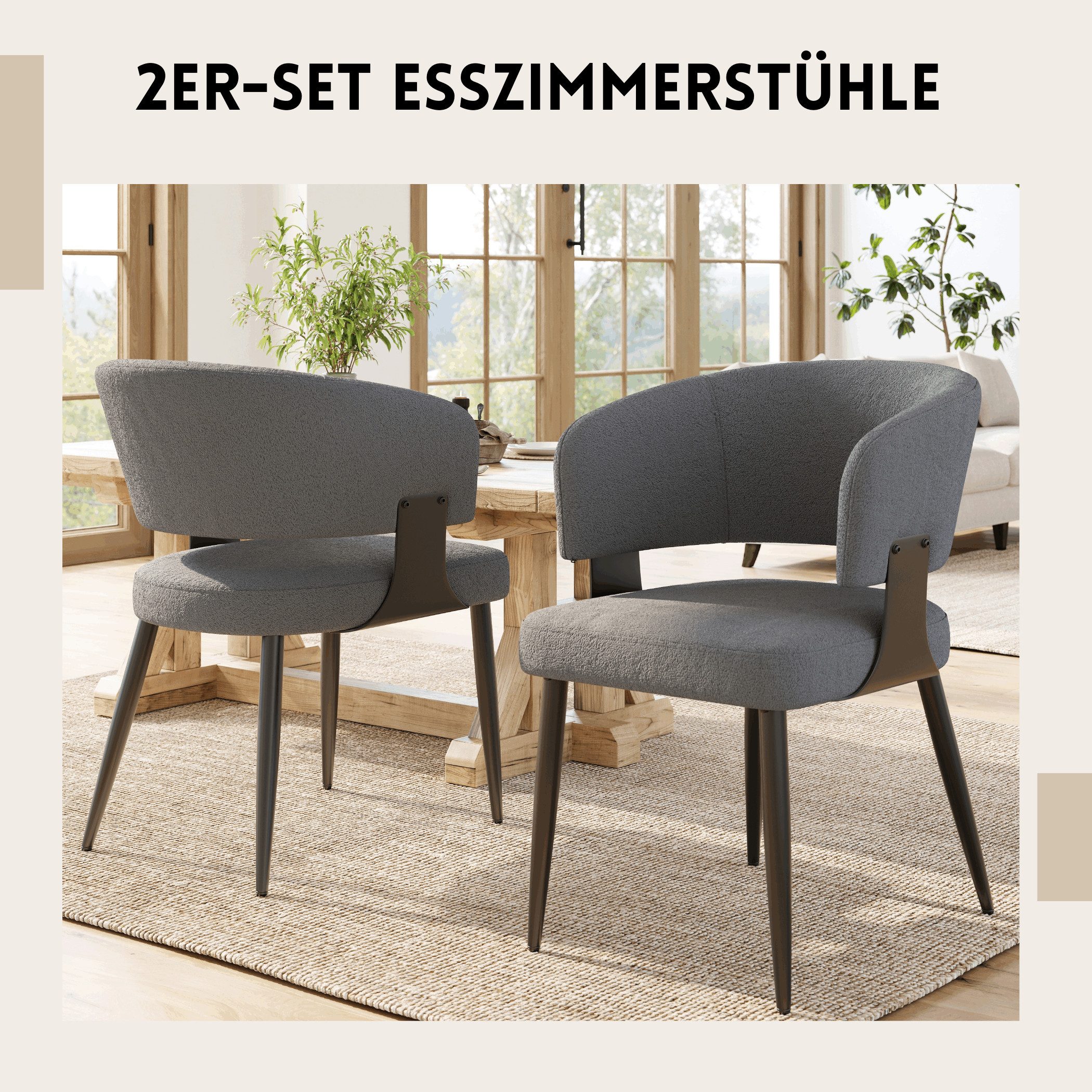SeedWave Esszimmerstuhl 2er-Set Flanellbezug Küchenstuhl mit günstig online kaufen