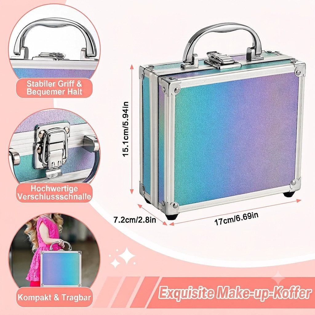 Anpro Kosmetik-Koffer Make-up Koffer 52-teilig Kosmetikset mit Schminkpalette und Pinsel, 52-teiliges Make-up-Set mit Aluminiumkoffer, Spiegel Schminkpinseln, 52-teiliges Set, Aluminiumkoffer, Spiegel, Schminkpinsel, Farbvielfalt