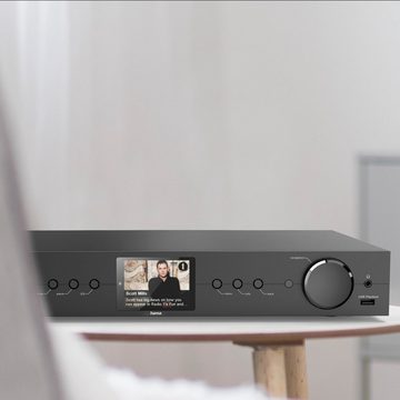 Hama HiFi Tuner FM,DAB DAB+,Internetradio, Bluetooth Receiver & Transmitter Tuner (Bluetooth, WLAN, mit Timer, Weckfunktion, Farbdisplay, Spotify und Amazon Music hören)