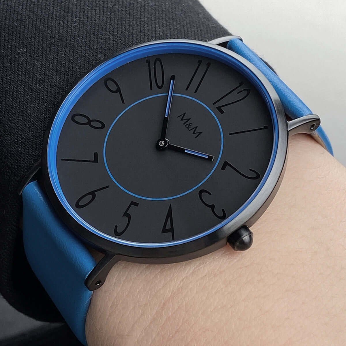 Quarzuhr Armbanduhr Damen Leder Basic Line 40, (1-tlg), Zifferblatt schwarz, groß. Analoguhr rund mit Lederarmband, Designer Uhr, deutsche Manufaktur, inkl. edles Etui