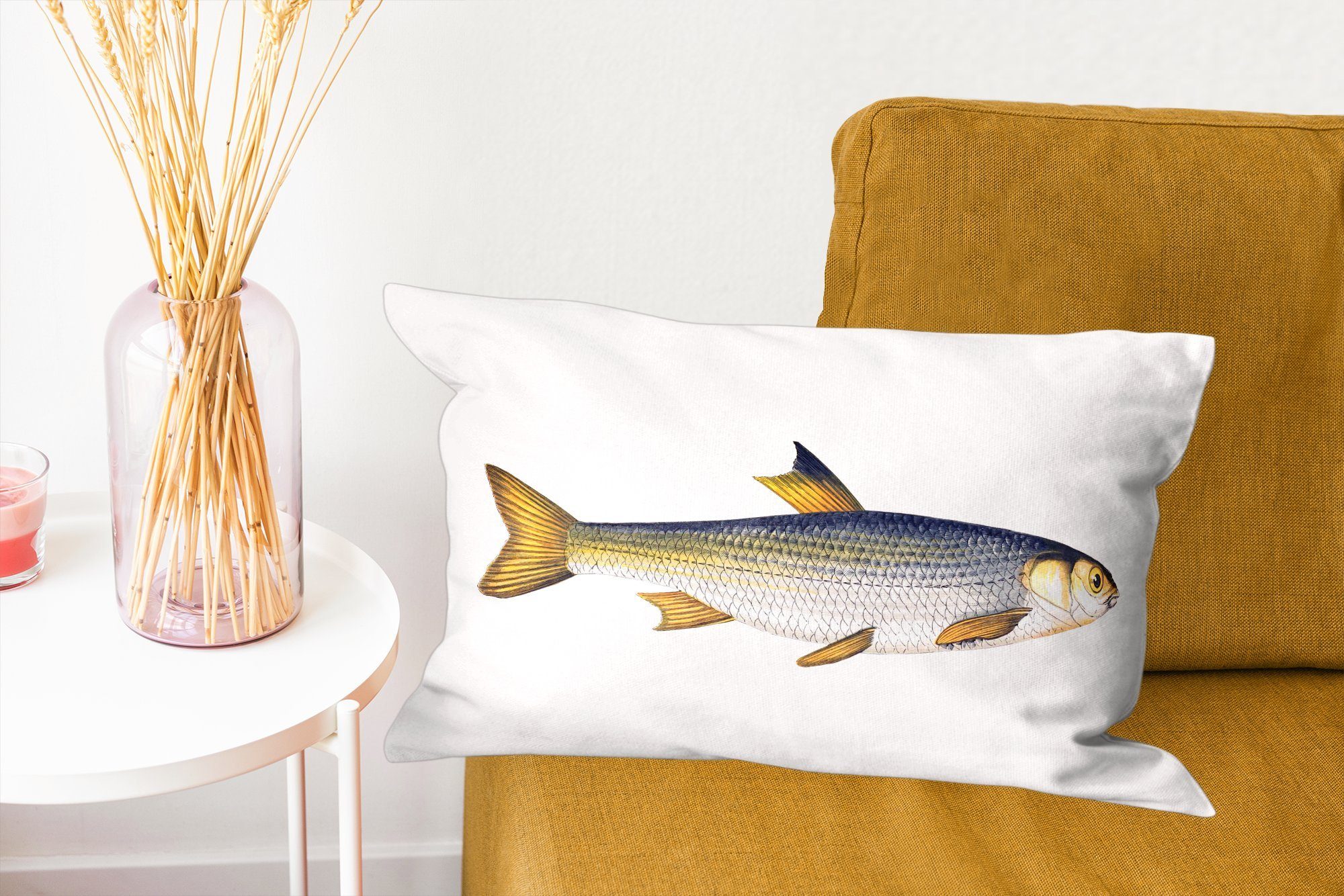 Dekokissen Karpfen MuchoWow Meer, Dekoration, Füllung, - Schlafzimmer Wohzimmer Fisch Dekokissen Zierkissen, mit -