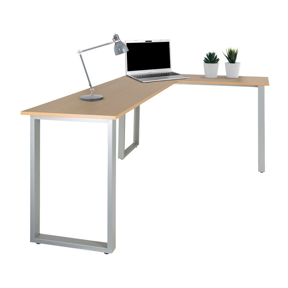 hjh OFFICE Eckschreibtisch WORKSPACE BASIC I Schreibtisch H/B/T:, Computertisch L-Form mit Stahl-Gestell, beidseitig montierbar