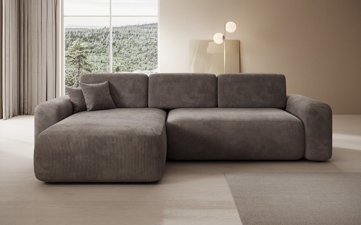 Luxusbetten24 Schlafsofa Designer Ecksofa Lola in Cord, mit Stauraum und Schlaffunktion – Bild 3 von 4
