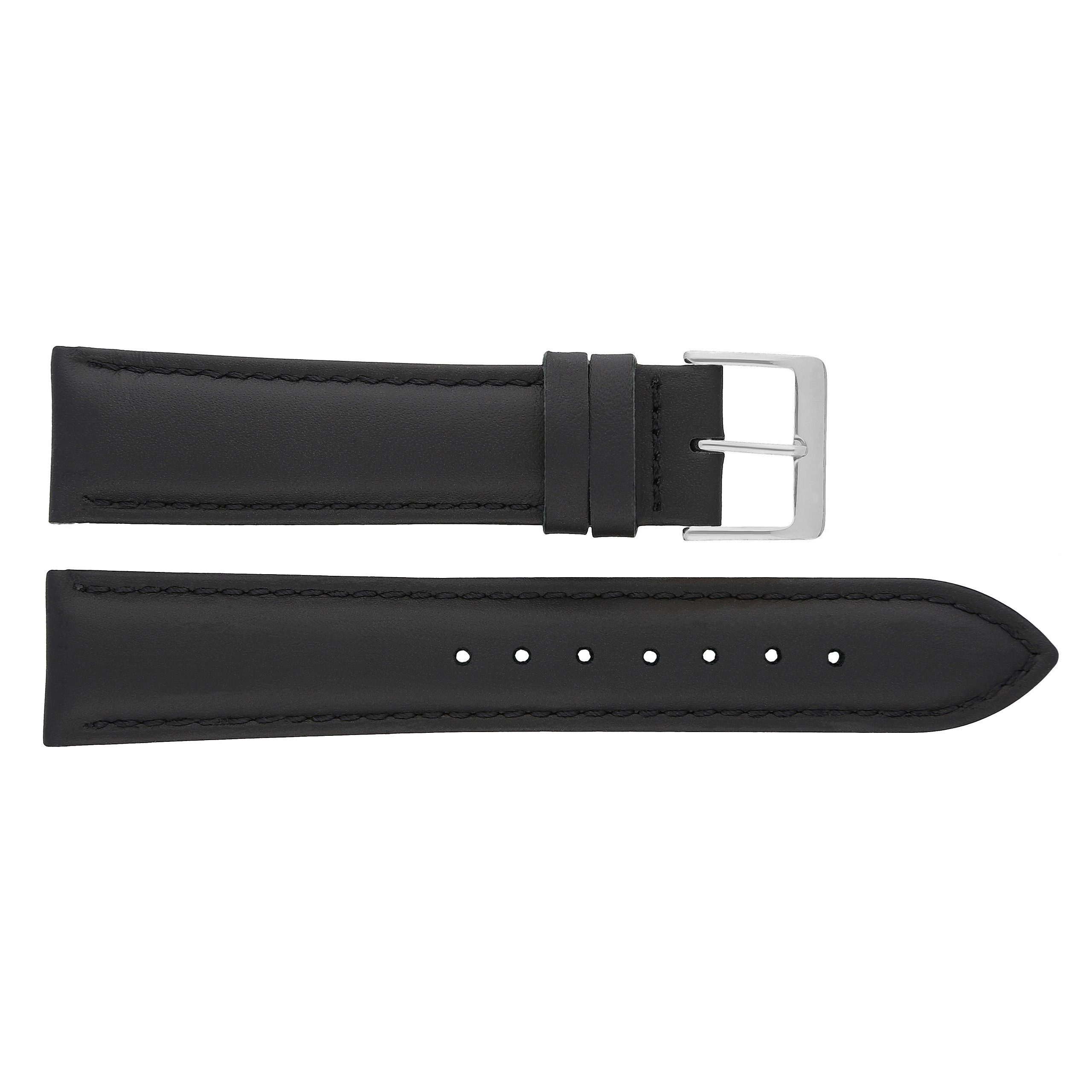MARCHEL Uhrenarmband LLB-10 Schwarz, Hochwertiges Kalbsleder mit glatter Oberfläche – Bild 4 von 5