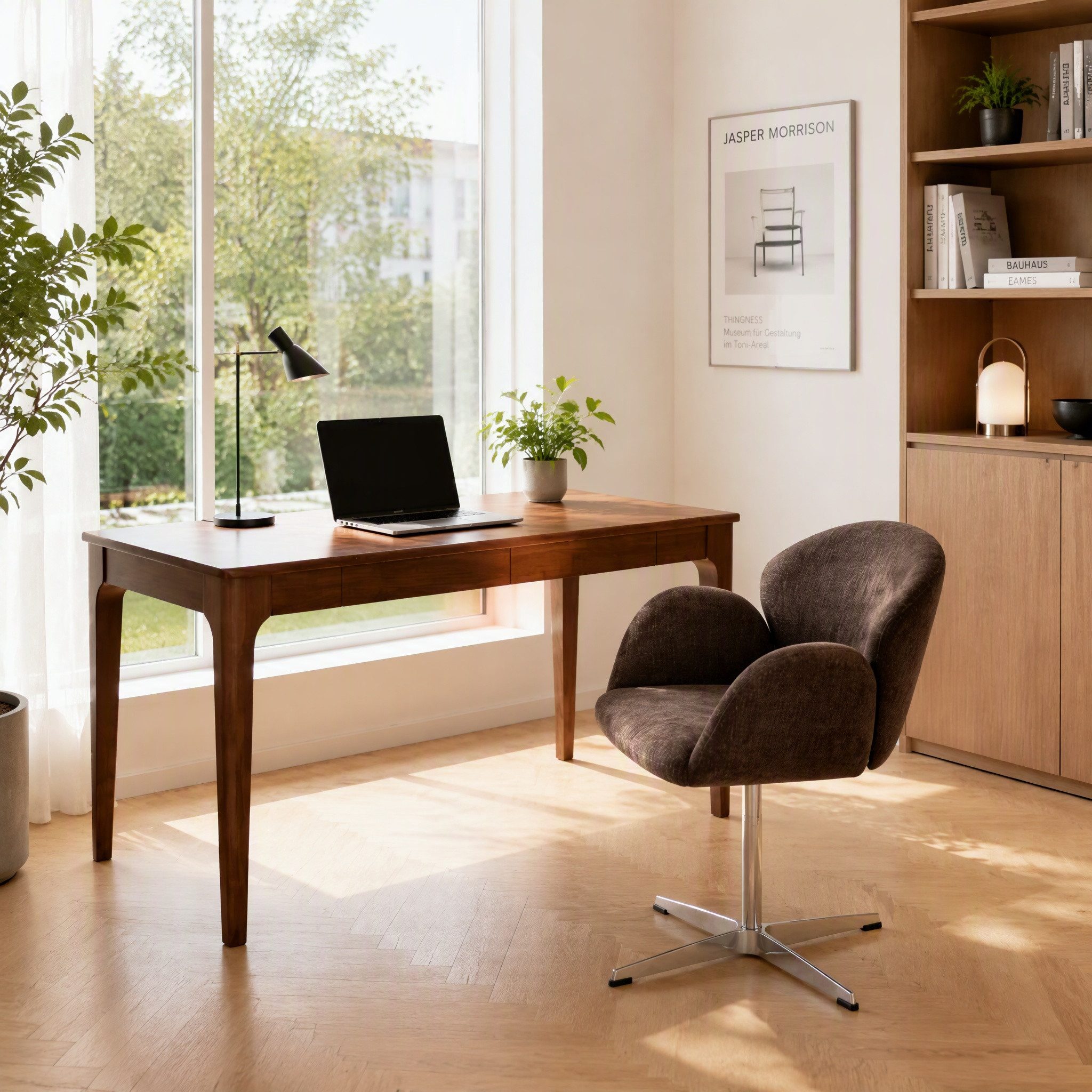WILLIAMSPACE Schreibtisch WILLIAMSPACE Schreibtisch Massivholz Walnuss 120 cm mit Schubladen