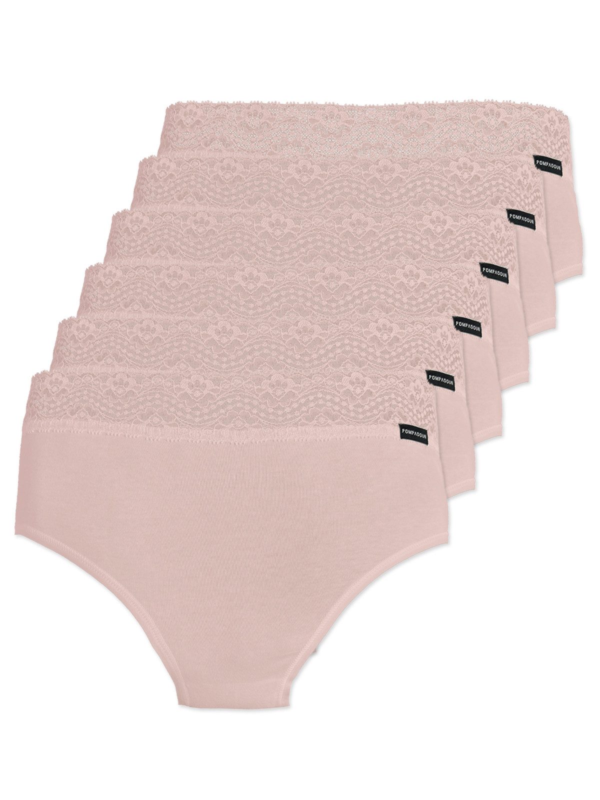 Pompadour Hüftslip 6er Pack Damen Hüftslip DUO Lace (Packung, 6-St) Zwickel