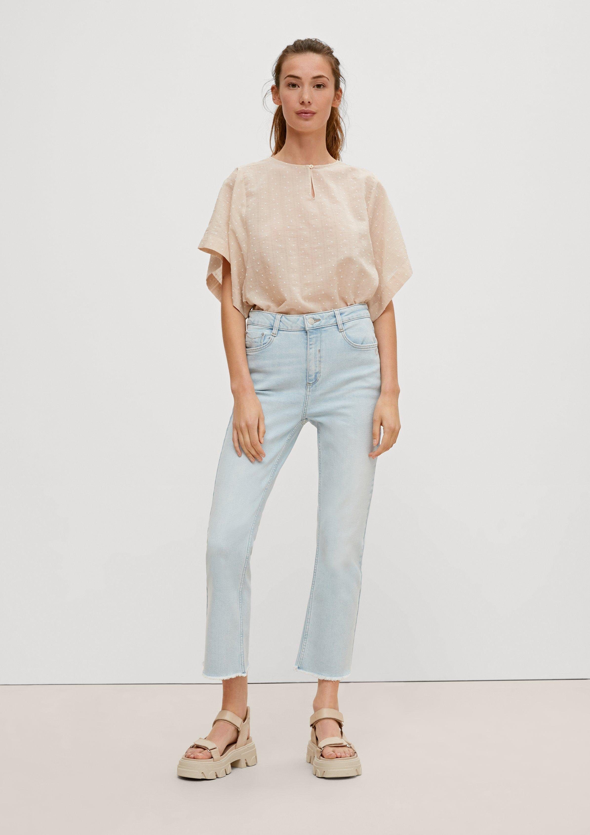 Saum mit comma casual Regular: 7/8-Jeans Waschung ausgefranstem identity Jeans