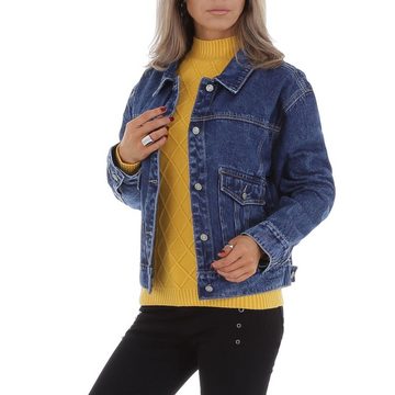 Ital-Design Jeansjacke Damen Freizeit Kapuze (abnehmbar) Jeansjacke in Blau