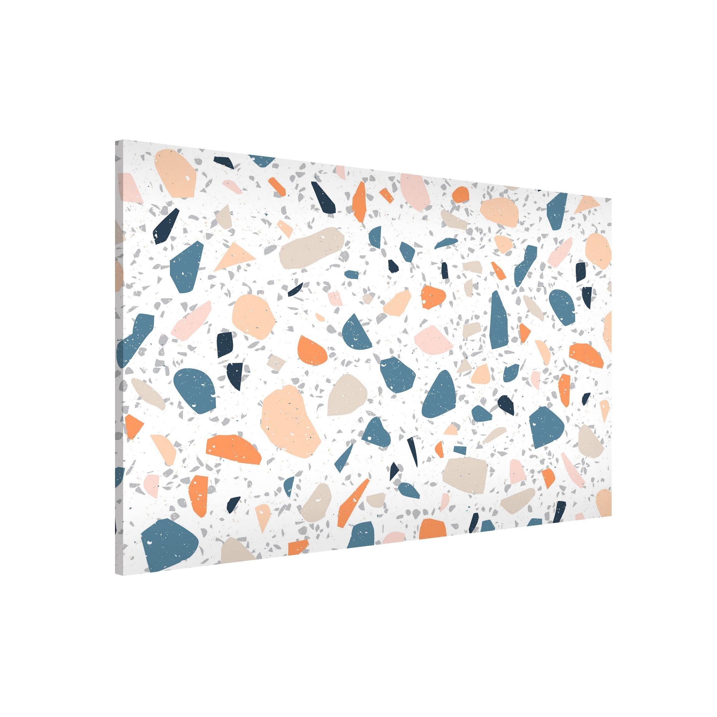 Bilderdepot24 Magnettafel Küche petrol Detailliertes Terrazzo Muster Asti, (1-tlg., Magnetboard Pinnwand für die Wand - metallische Tafel für Magnete), Magnetwand groß mit Motiv Büro Memoboard magnetisch Hochformat