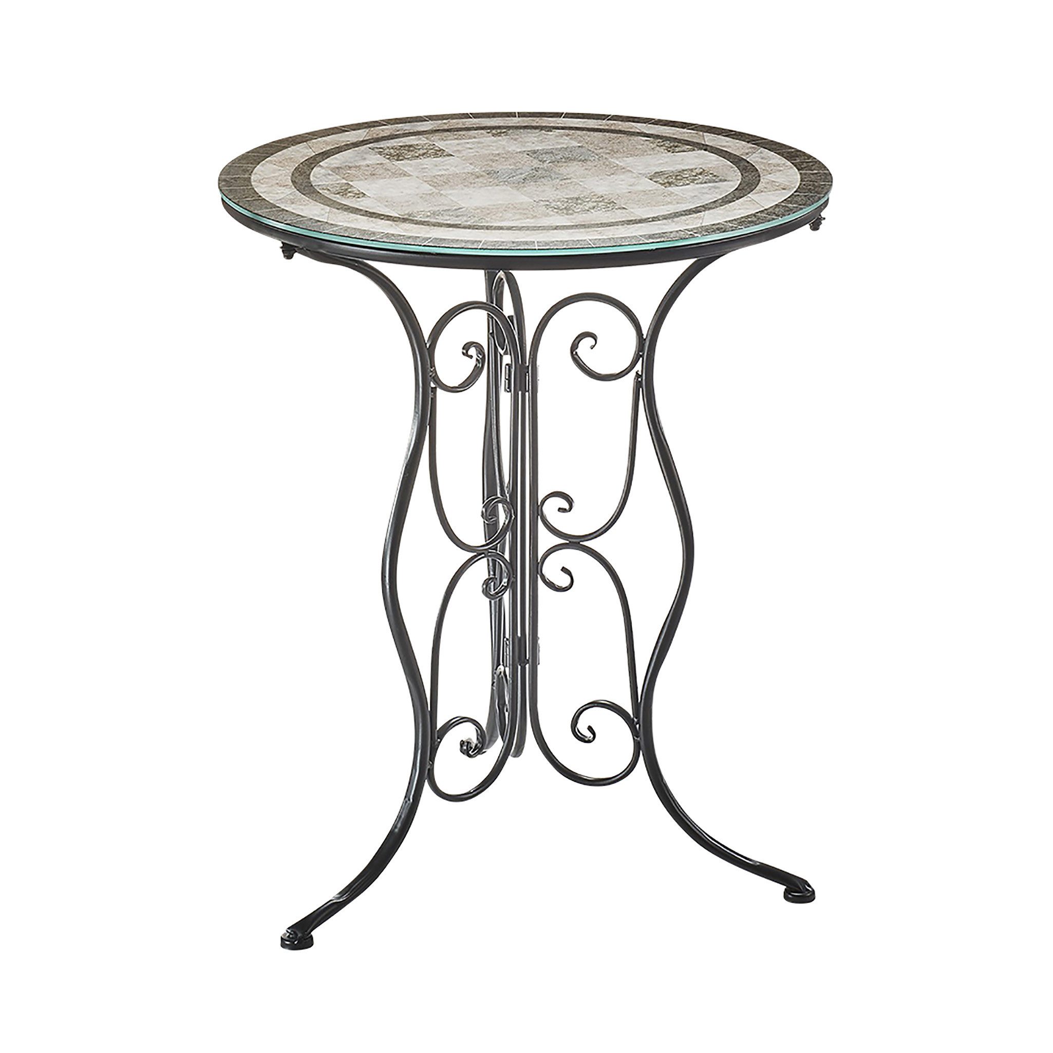 Kobolo Beistelltisch Gartentisch Metalltisch Tisch - Metall Glasplatte (kein Set, 1-St)