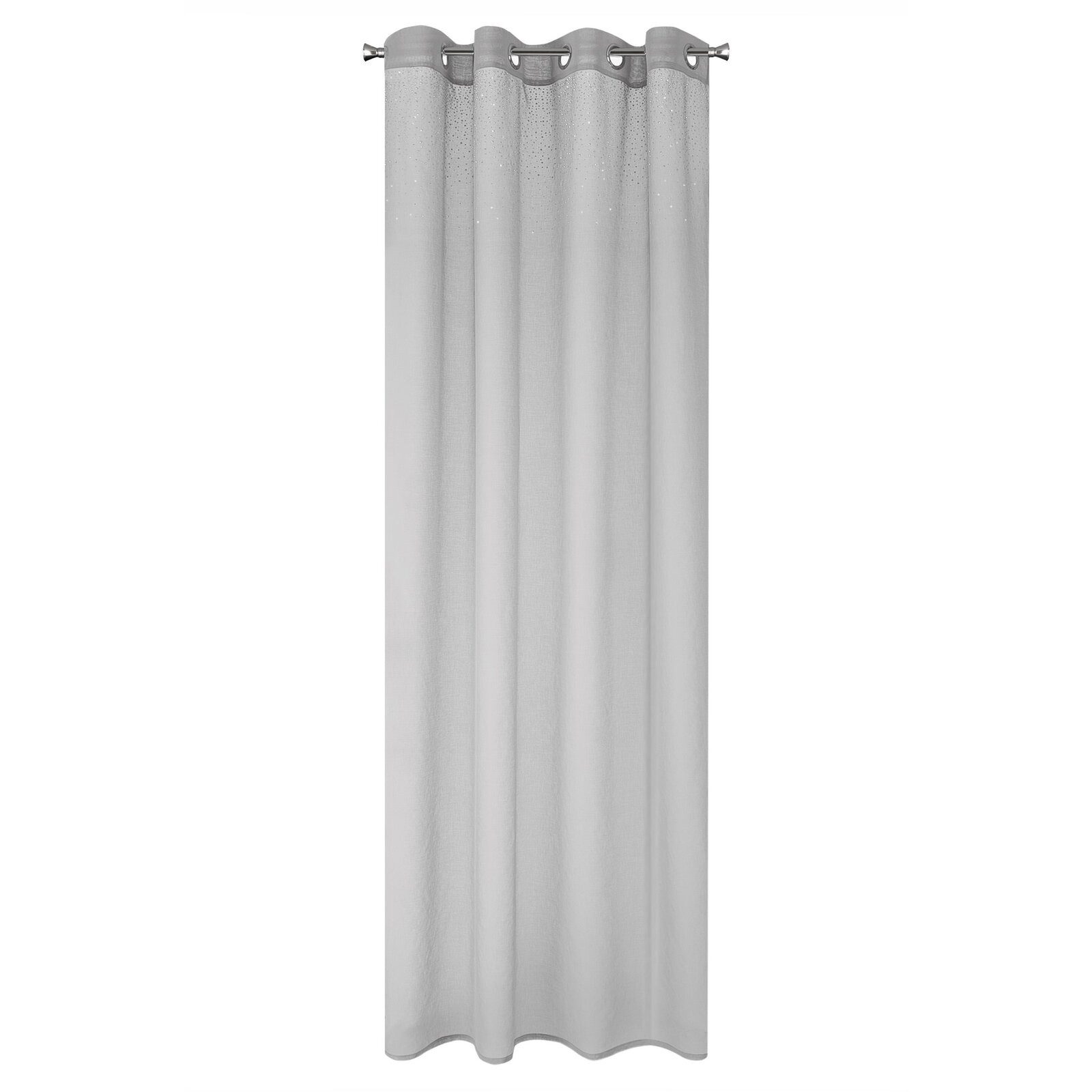 Design91 Vorhang Transparente Gardine mit silbernen Strasssteinen, 140x250 cm, mit Ösen – glänzend, Design91