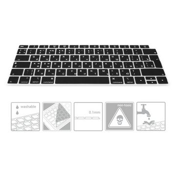 kwmobile Silikon Tastaturschutz für Apple MacBook Air 13" Retina (ab Ende 2018) Fingerhalter, (QWERTY US Keyboard Cover Abdeckung - Schwarz)