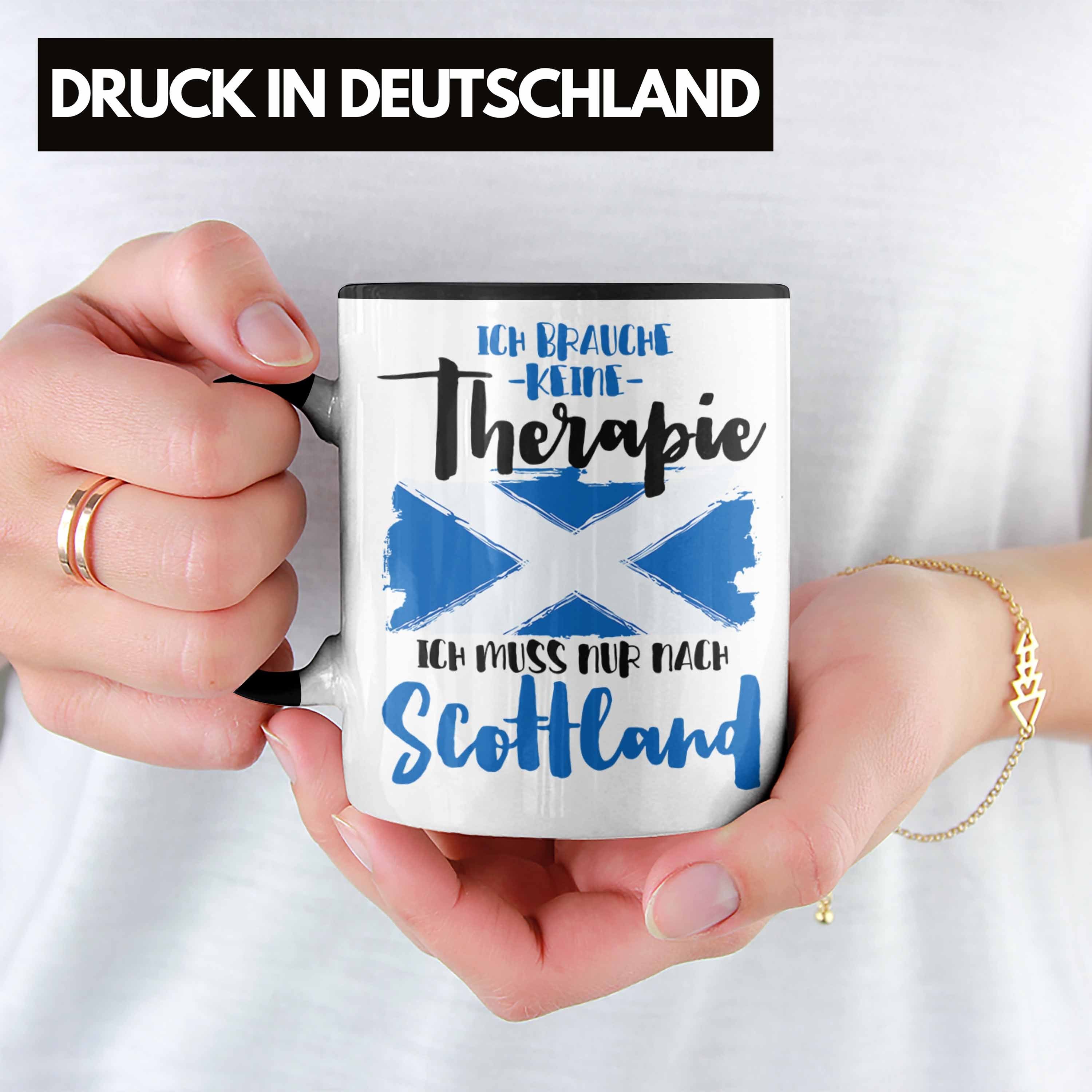 Trendation Tasse Schottland Schwarz Scottland Grafik Spruch Tasse Geschenkidee Geschenk Lustig