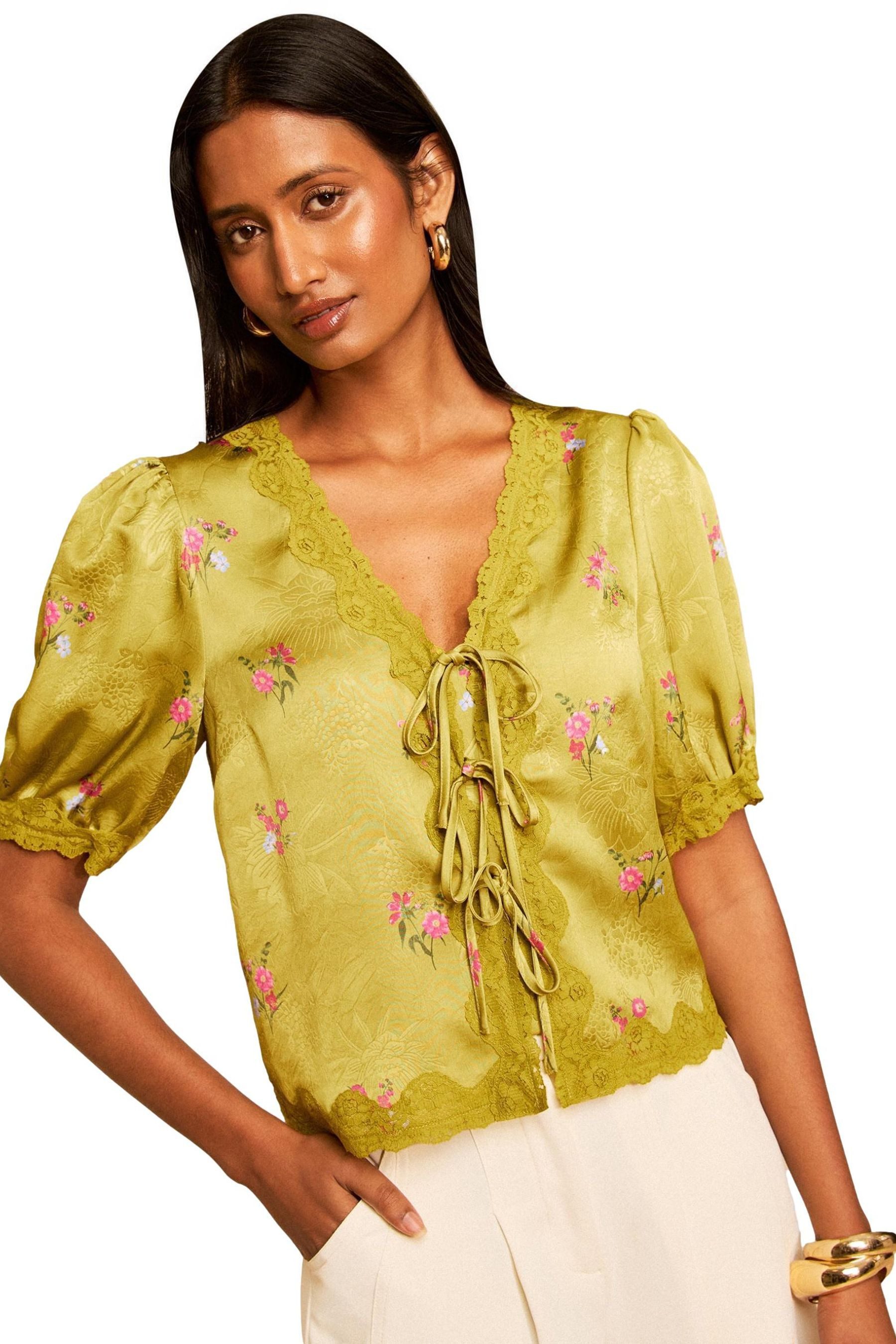 Love & Roses Satinbluse Love & Roses Bluse aus Satin zum Binden, Petite (1-tlg)