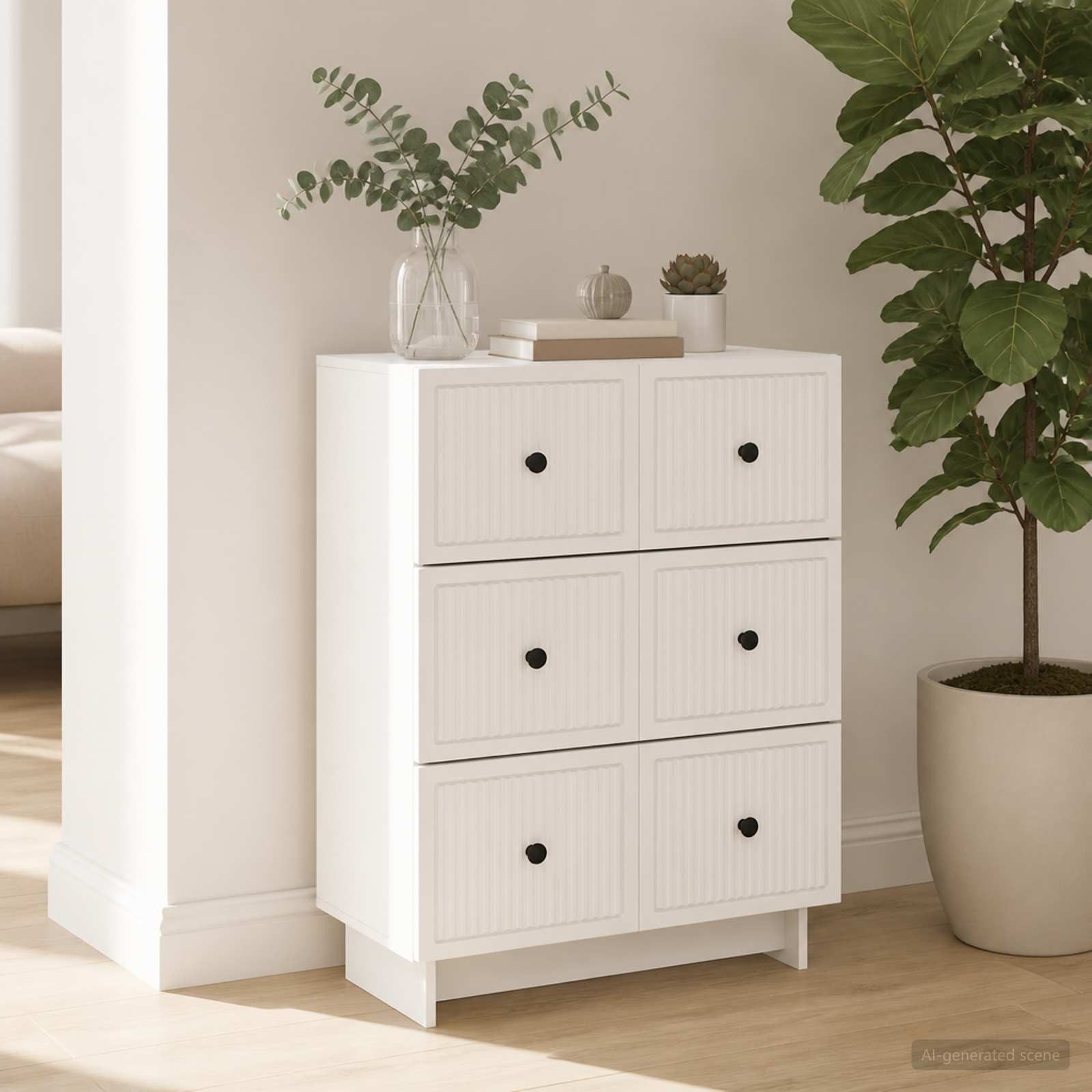 vidaXL Schranksystem Schubladenschrank Hochglanz Weiß 66 x 34,5 x 90 cm (1-St)