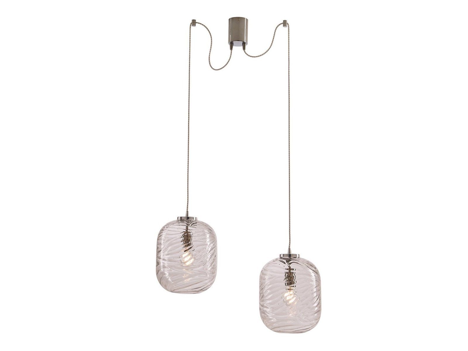LUCE Design LED Pendelleuchte, Dimmfunktion, LED wechselbar, Warmweiß, Designer Affenschaukel 2x Glas Лампыschirm über-n Esstisch hängend