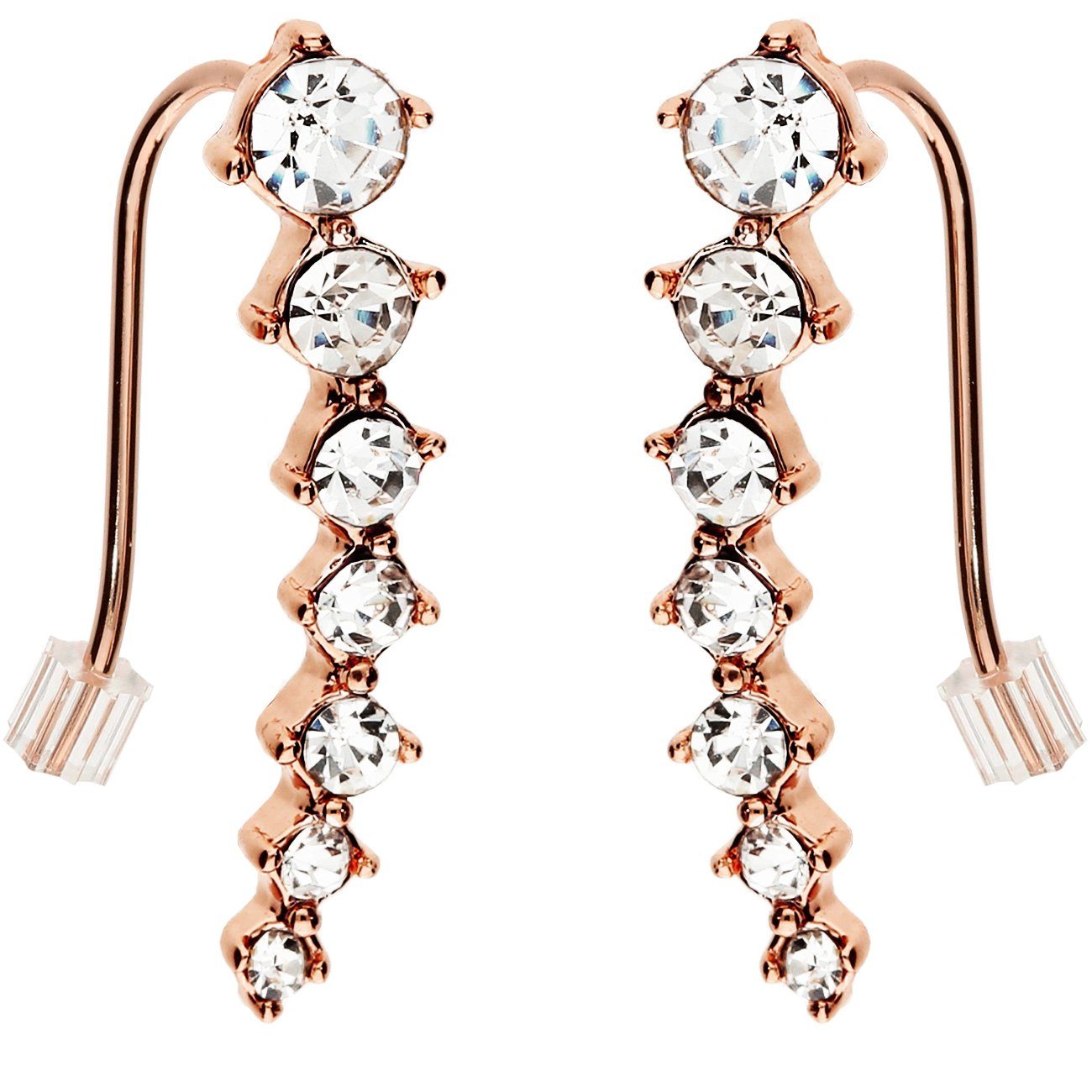 LÖB Ohrklemme Ohrklemme Ohrringe Roségold Zirkonia Steine Set, Damen Ohrmanschette Ohrstecker