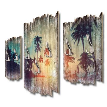 Kreative Feder Wandgarderobe Inselparadies, Dreiteilige Wandgarderobe aus Holz