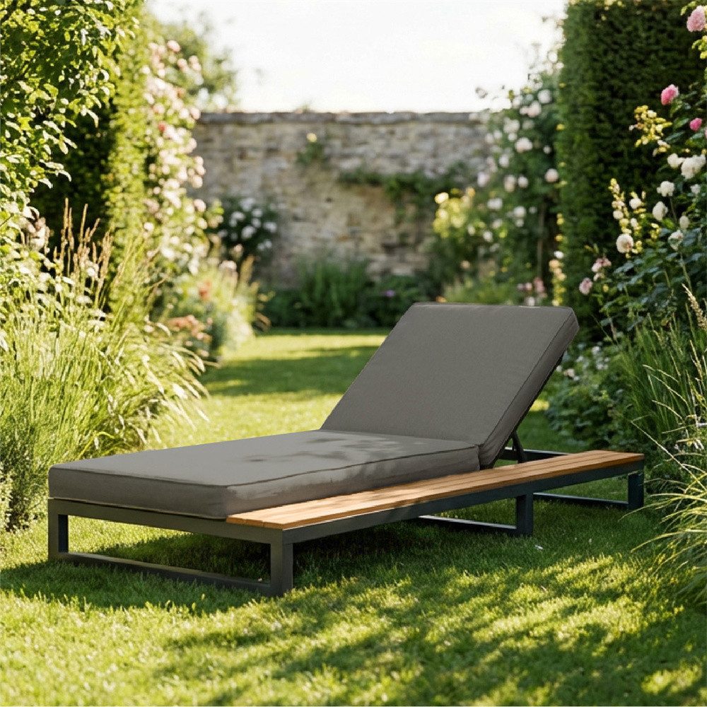 REDOM Gartenliege Outdoor Patio Daybed, Liegebett mit Regalen,Sun Lounger for Patio, 1 St., 184*79.5*73cm, Rechte Seite